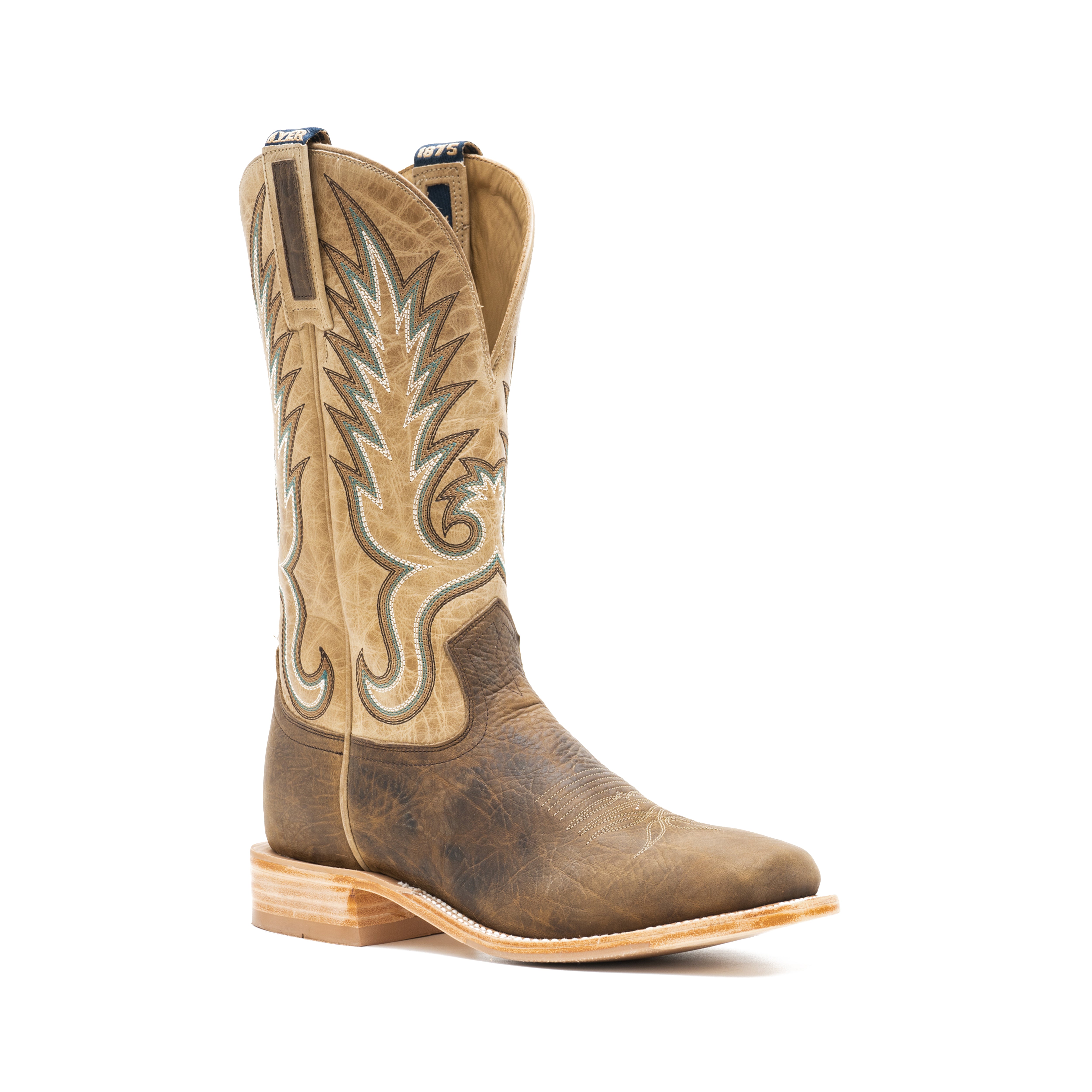Hyer Tobacco Shrunken Shoulder Vamp Kincaid Marble Tan/Brown Men's Broad Square Toe Leather Boots HM11043