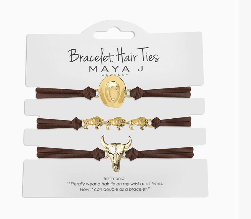 Maya J 2-in-1 3 pc. Bracelet Hair Tie Set HTWST3BRY