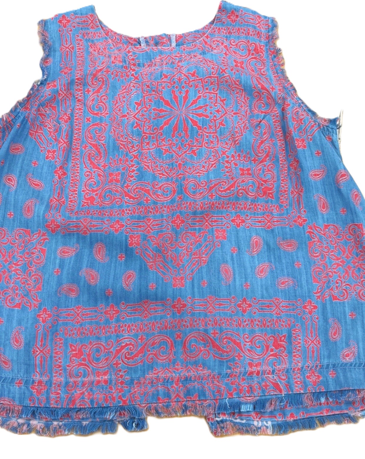 Cotton & Rye Blue/Red Tencel Bandana Print Sleeveless Shirt CRW729K