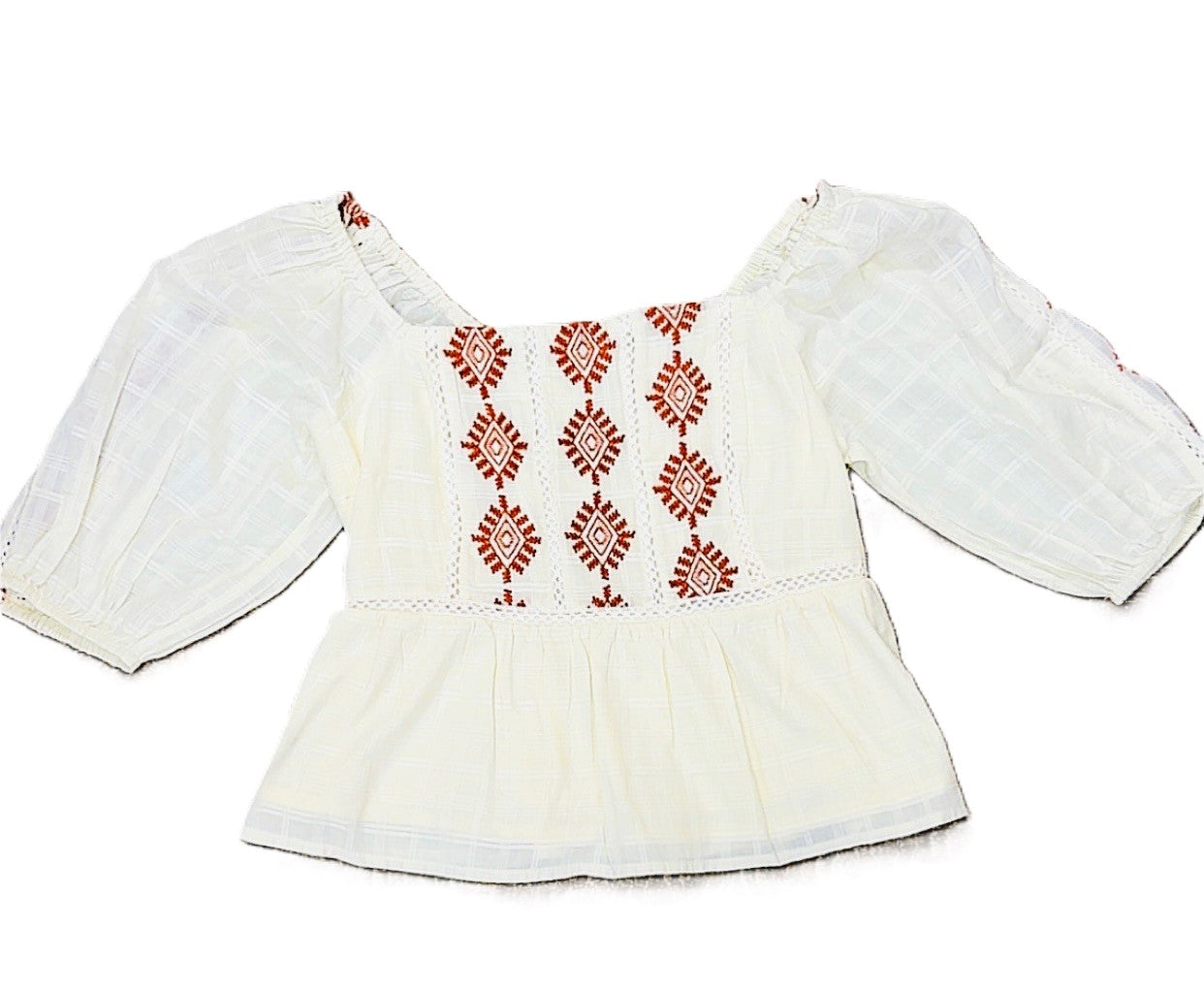 Cotton & Rye White Peasant Top CRW9800