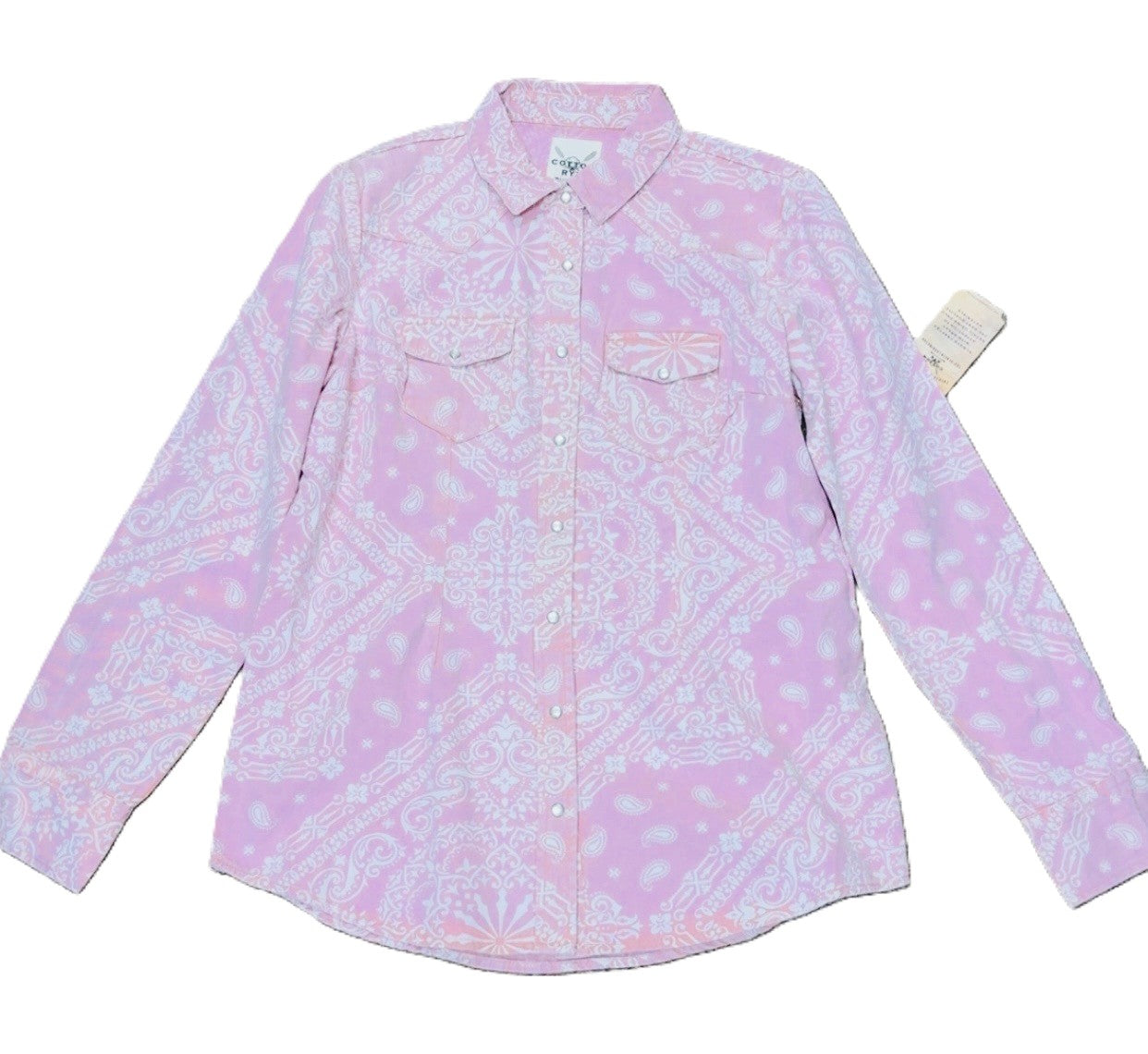 Cotton & Rye Pink Long Sleeve Bandana Twill Shirt CRW711K