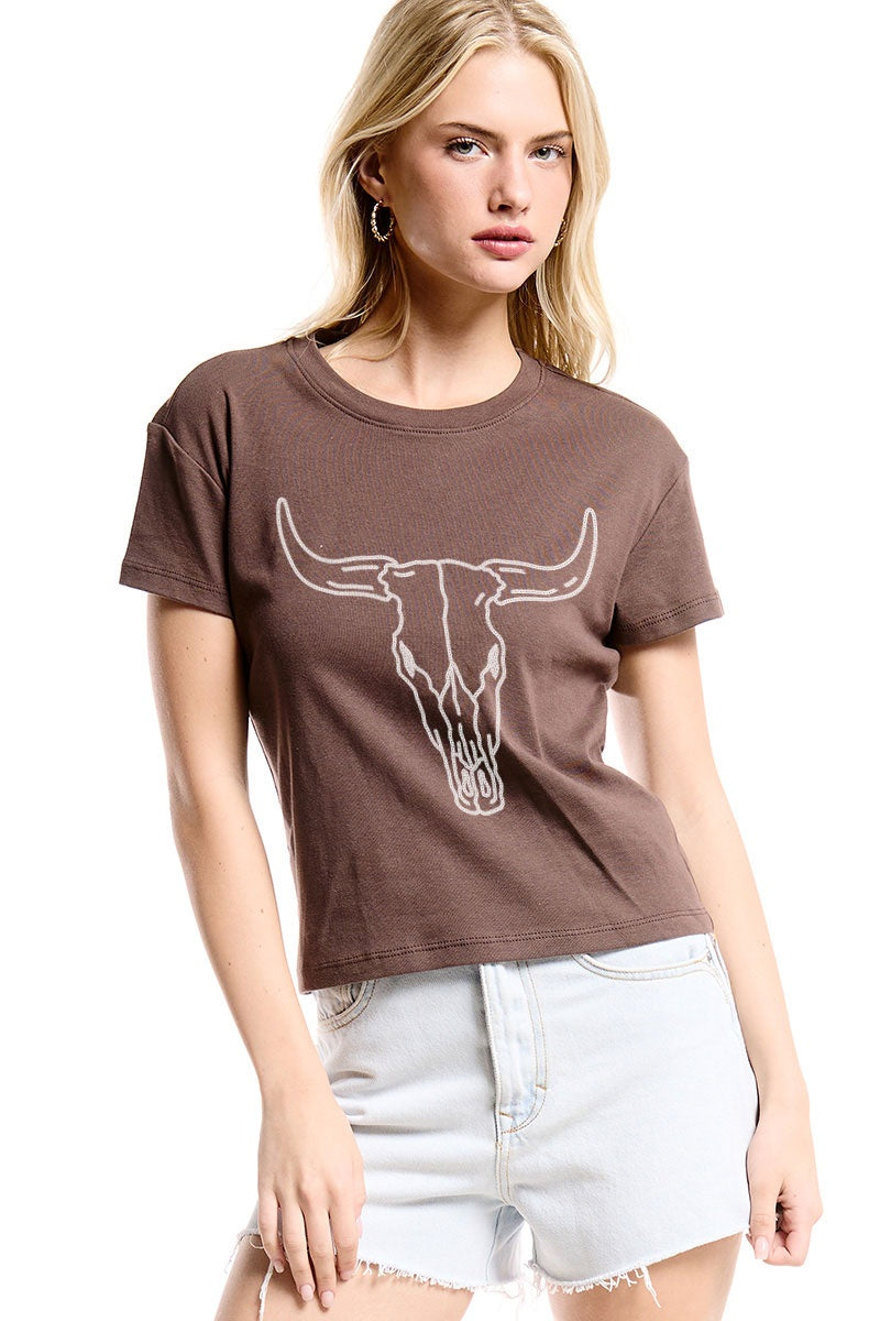 Zutter Brown Women's Short Sleeve Graphic T-Shirt K1910-2760-BRN