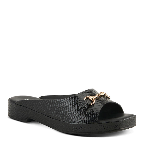 Patrizia by Spring Step Black Python Kynara Women's Slip On Mule Sandals KYNARA-BPY