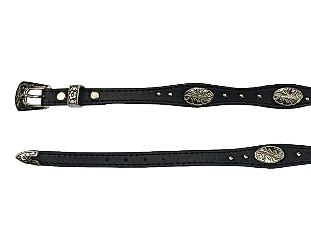 Dallas Hats Black Leather Hatband with Silver Conchos LHB38