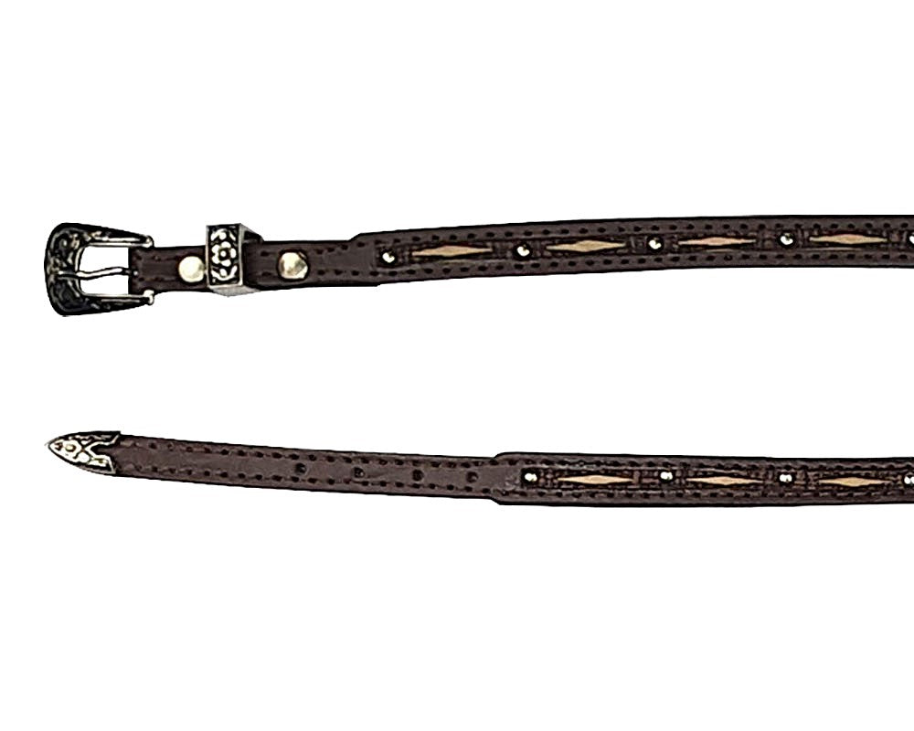 Dallas Hats Two Tone Brown Leather Hatband with Small Circle Conchos LHB45