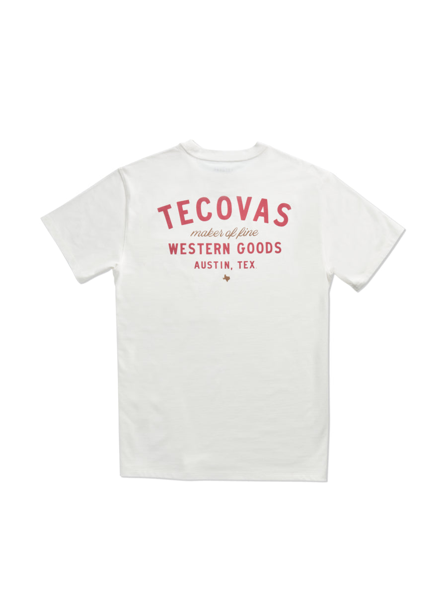 Tecovas Bone/Red Fine Makers Men's Pocket Short Sleeve T-Shirt M40216BNR