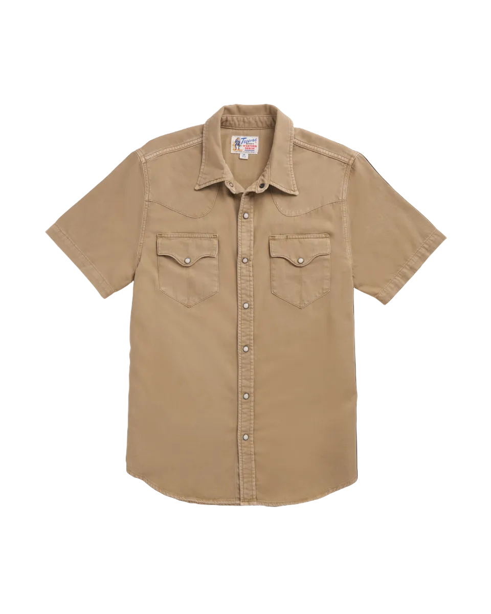 Tecovas Coriander Denim Short Sleeve Men's Collared Pearl Snap Shirt SSDENIMSNP-COR