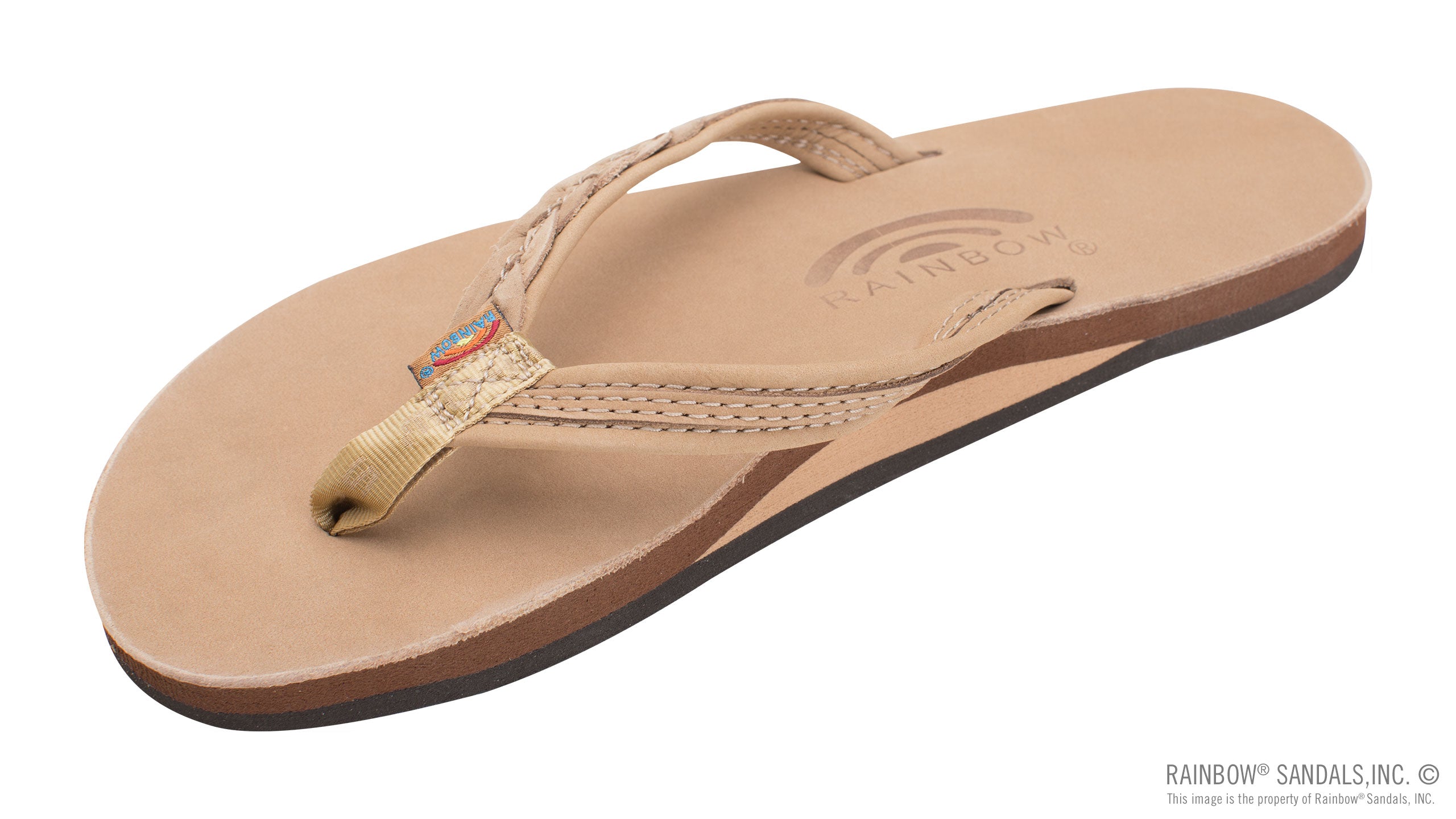 Rainbow Sierra Brown 'The Madison' Single Layer Arch Support Sandal with a Braid on a 1/2 inch Narrow Rolled Strap MADISON0-SRBR