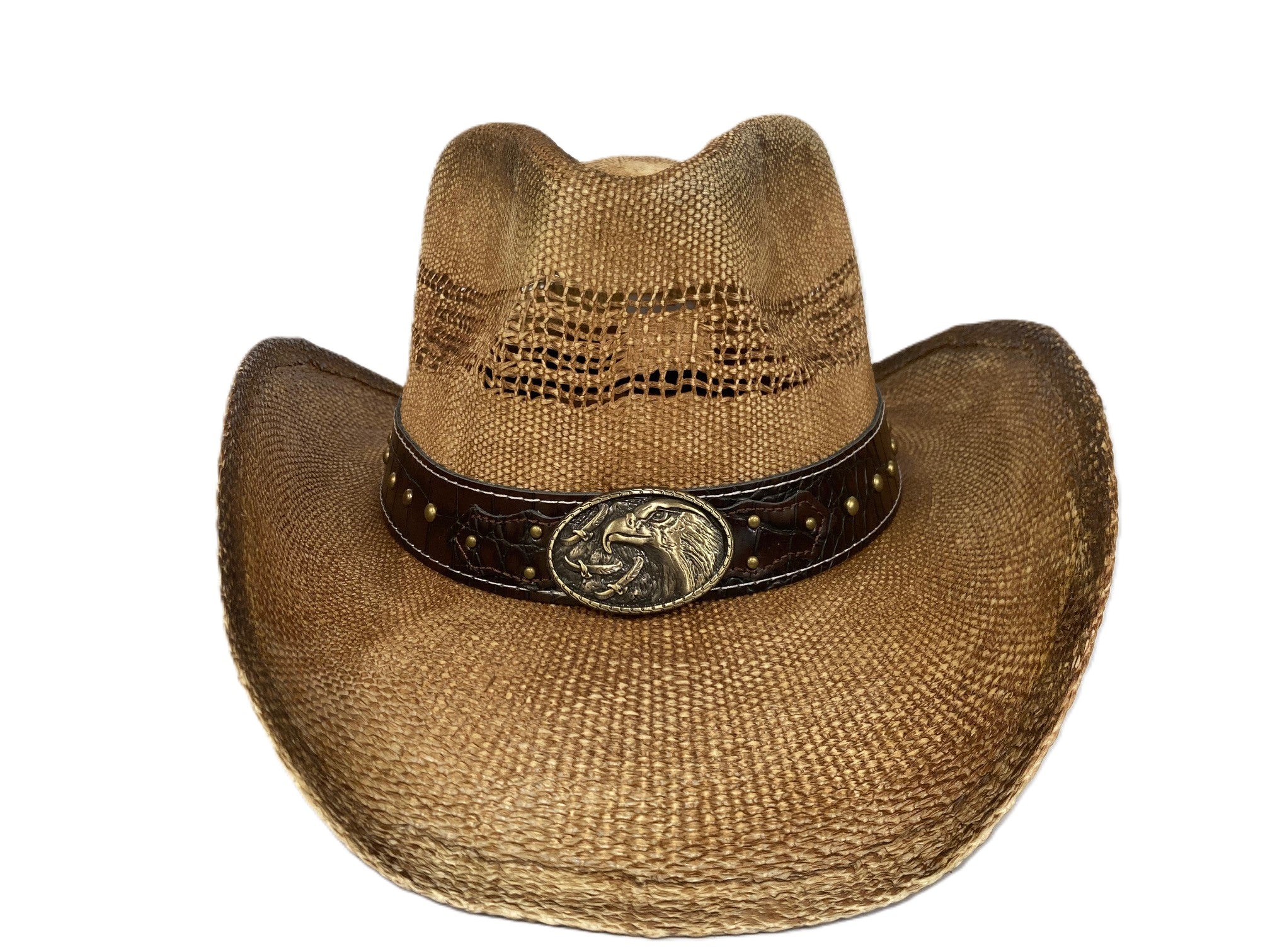 Lebo's Brown Straw with Eagle Hatband MB04 BROWN
