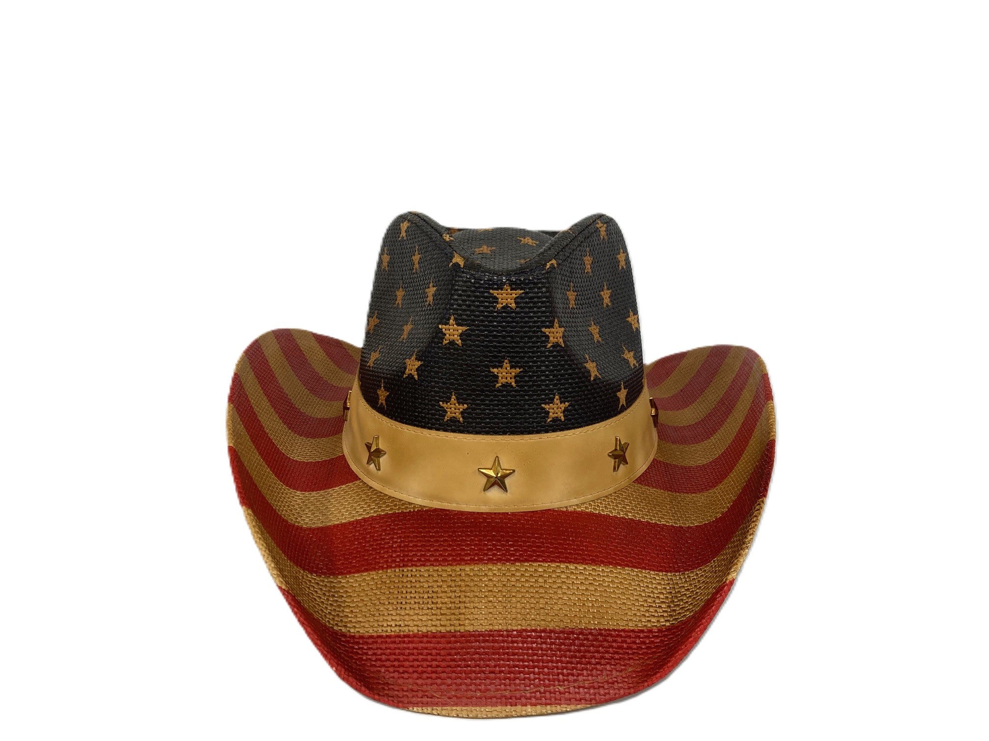 Lebo's American Flag Motif Brown Straw Hat MB05 BROWN