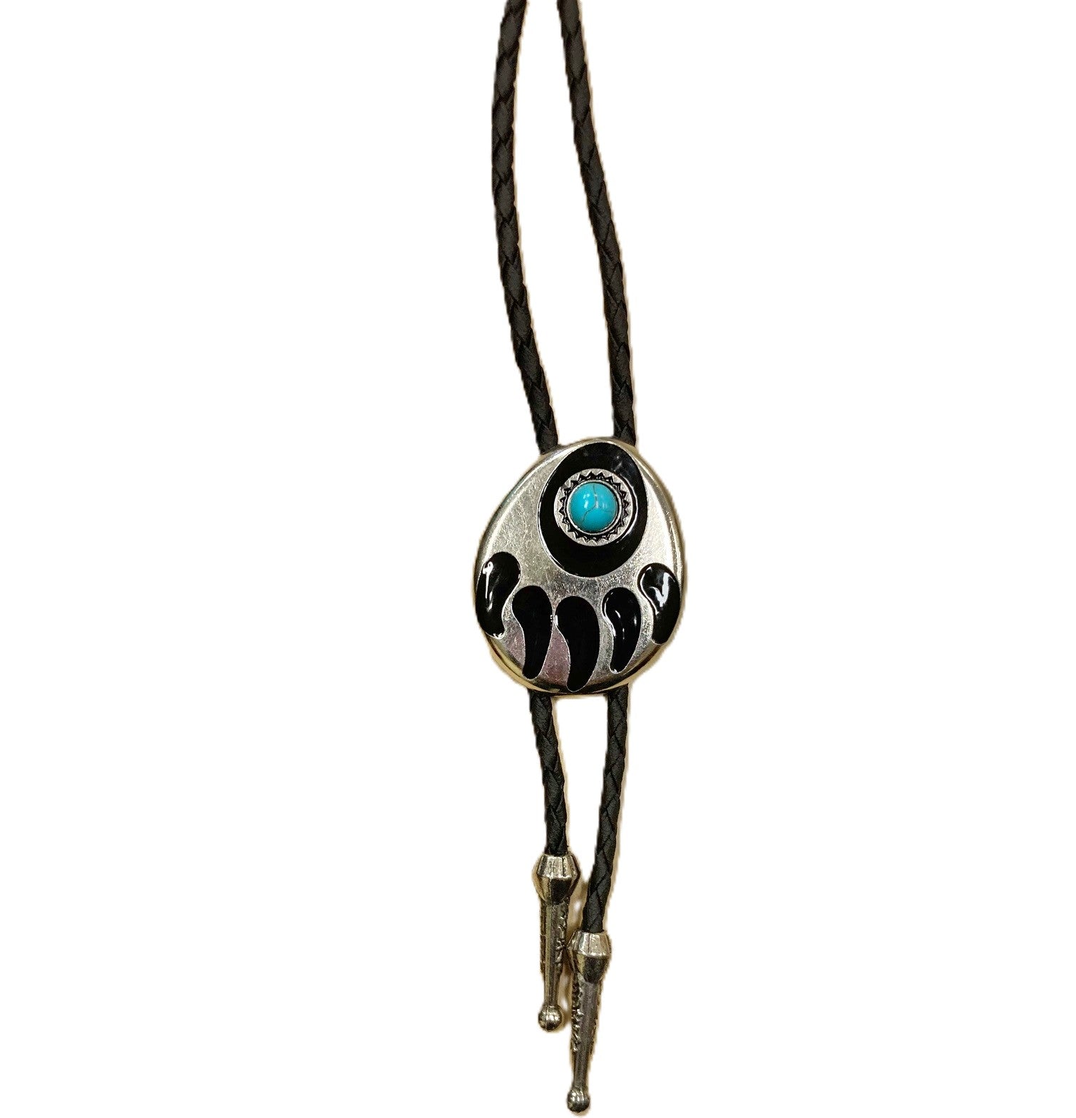 Lebo's Silver and Black Bolo with Turquoise Stone MB19