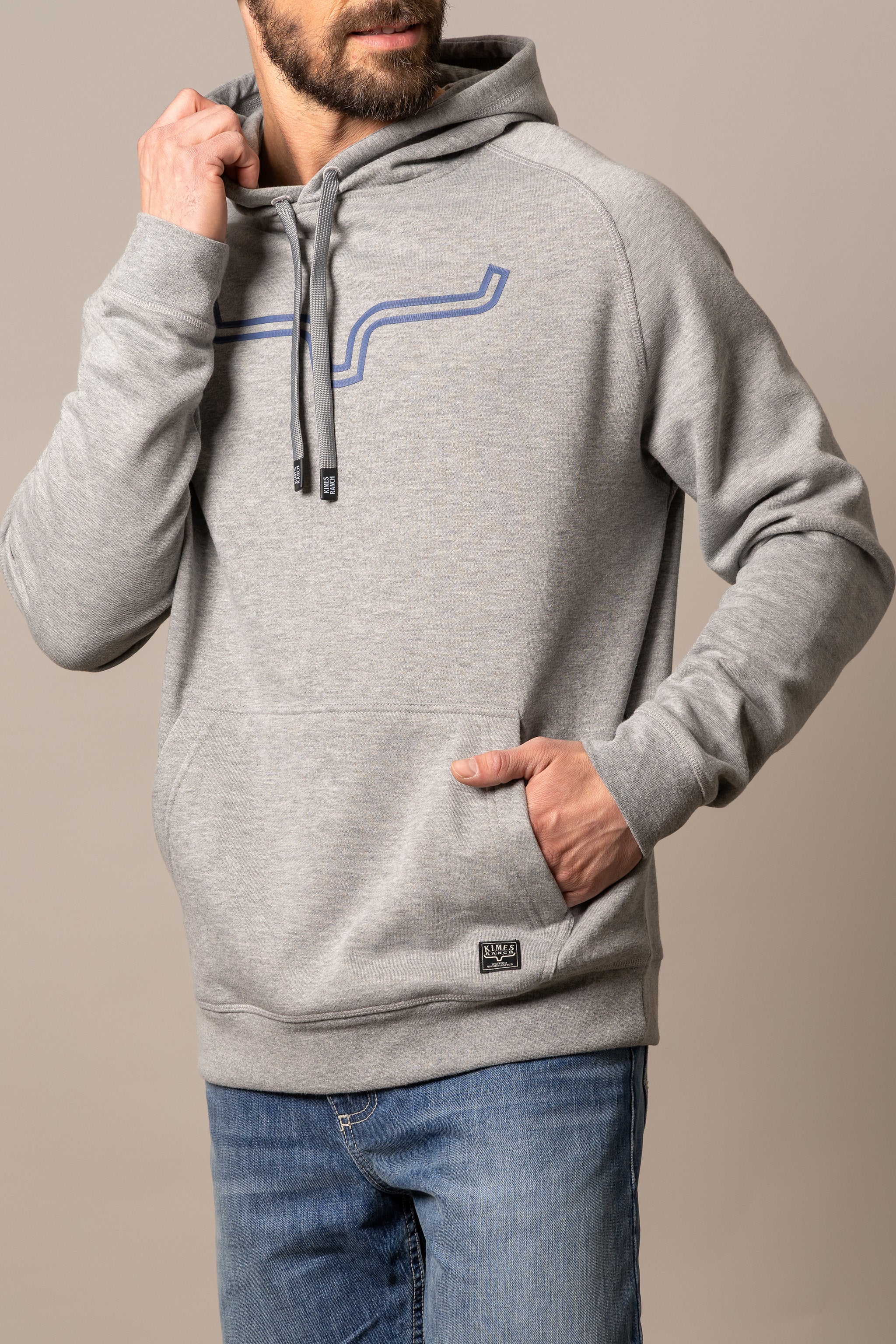 Kimes Ranch Grey/Blue Heather Men's Outlier Hoodie MHO0000011GY005
