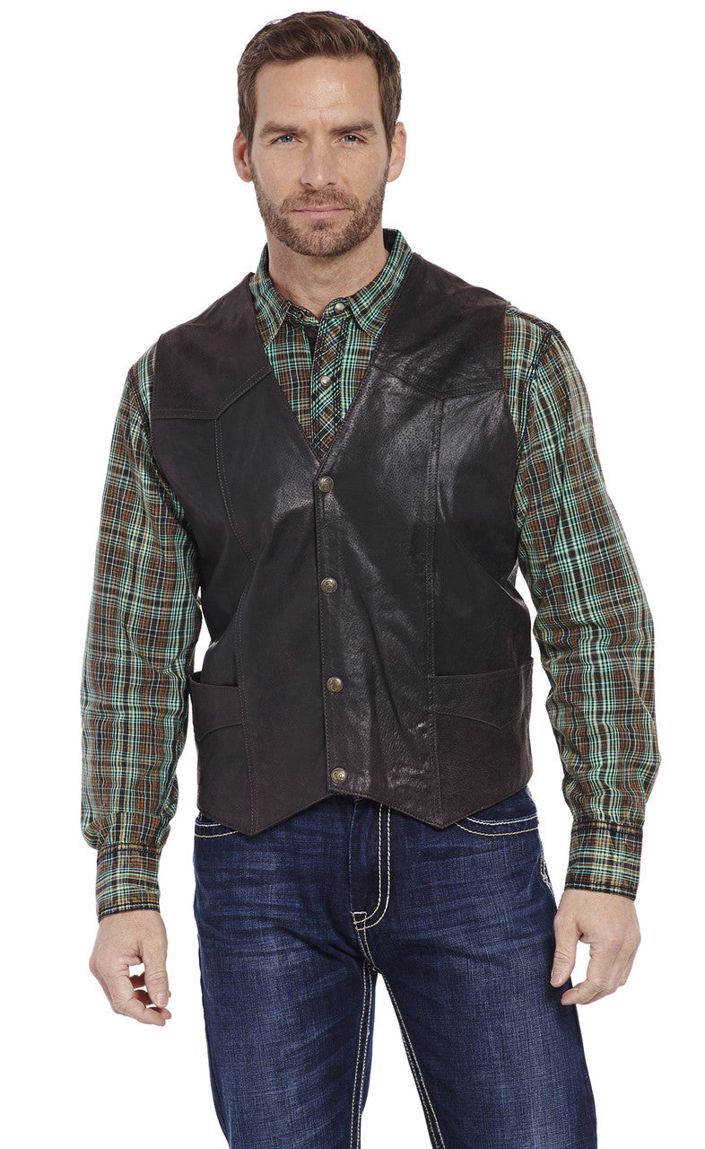 Cripple Creek Antique Black Men's Suede Leather Vest