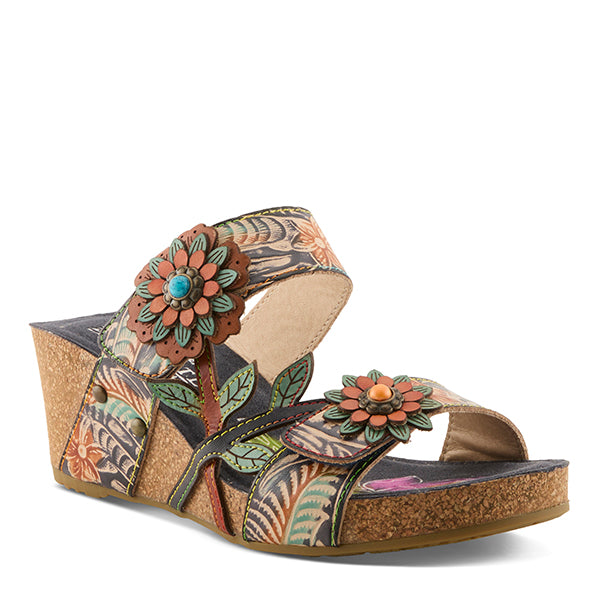 L'Artiste by Spring Step Navy Multi Moai Women's Sandals MOAI-NM