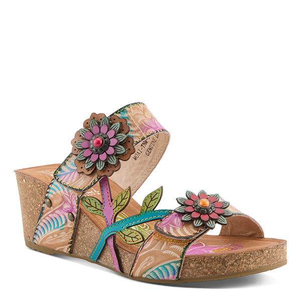 L'Artiste by Spring Step Tan Multi Moai Women's Sandals MOAI-TNM