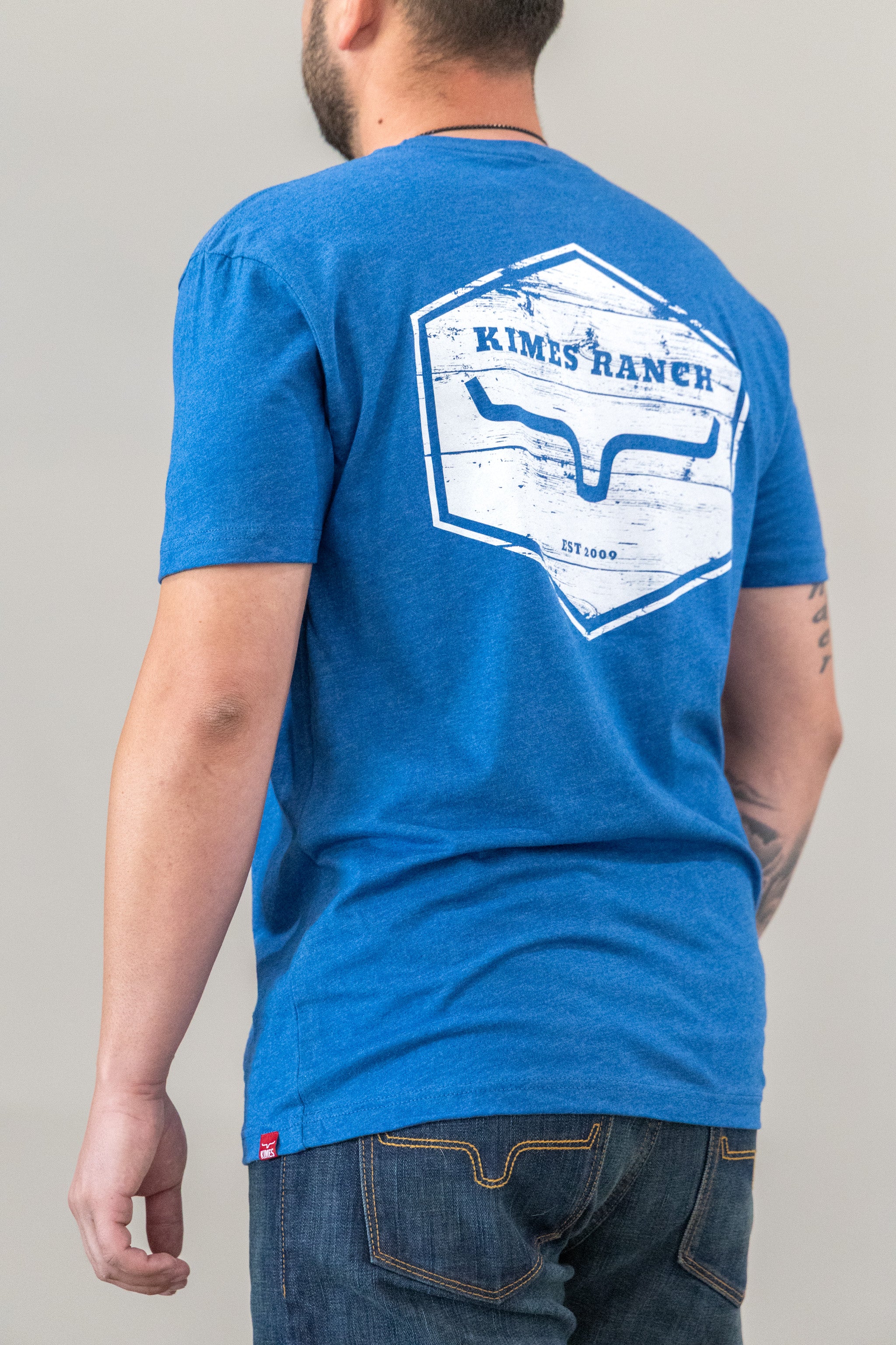 Kimes Ranch Heather Cool Blue Wooden Hex Graphic T-Shirt MSH0000170-HC