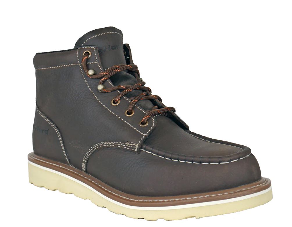 Hoss Boot Company Brown Mustang Wedge Men's Soft Toe Oiled Nubuck Leather Work Boots MUSTANG