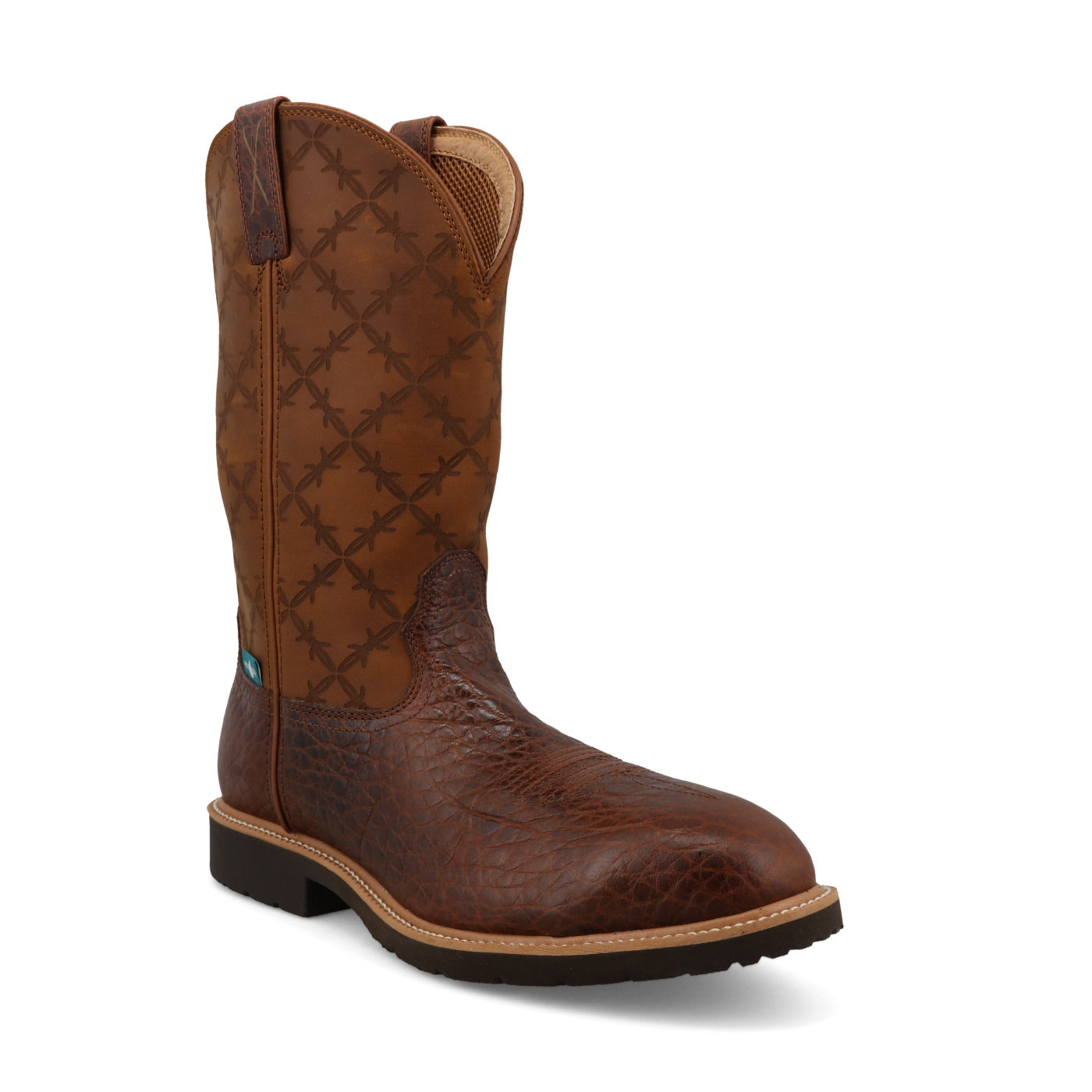 Twisted X Brown/Squash Round Toe Men's Nano Toe 12 inch Pull On Work Boots MXBNW09