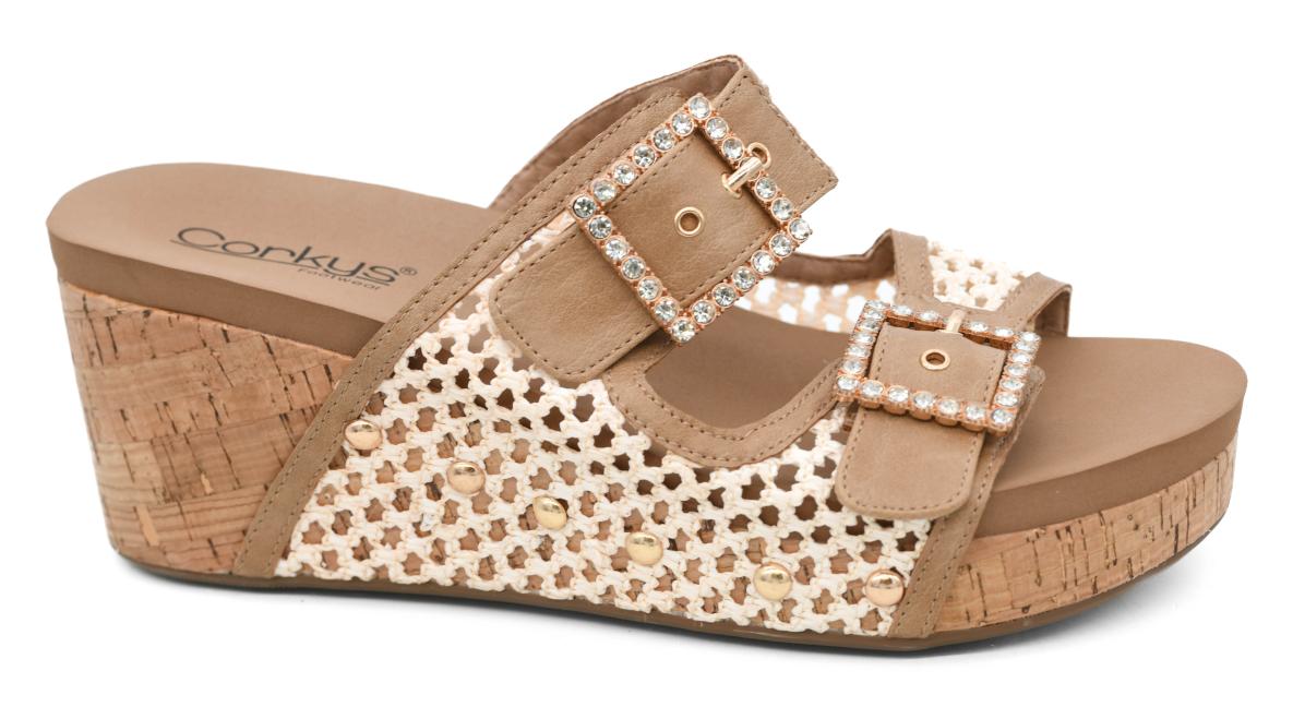 le bos Rieker Schwarz/Sherry/Weiss Rose 76 Women's Wedge Sandals