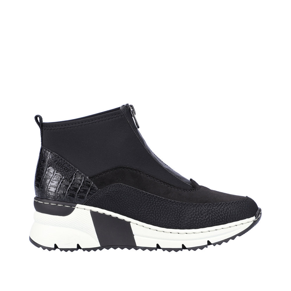 Rieker Schwarz/Schwarz/Schwarz/Schwarz (Black) Kitty 52 Wedge Front Zip Women's Boots N6352-00