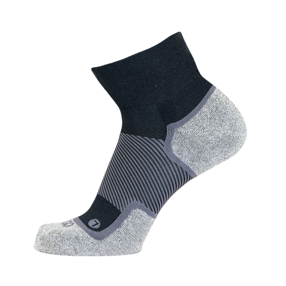 OS1st Black WP4 Wide Wellness Diabetic Performance 1/4 Crew Socks OS1-3844X-BLACK