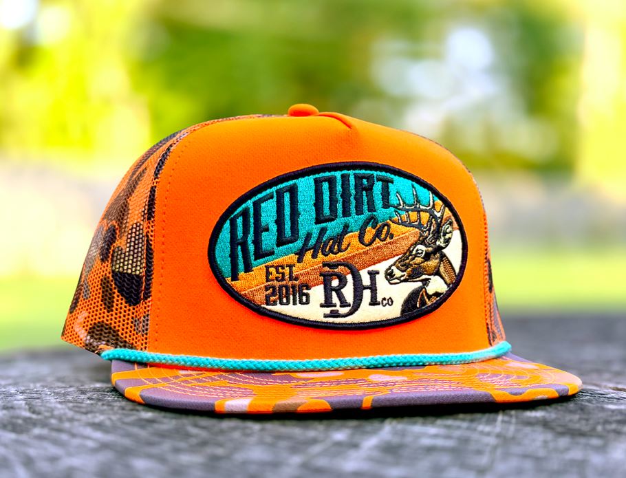 Red Dirt Hat Co. Orange/Camo Showstopper Flat Bill Hat RDHC-537
