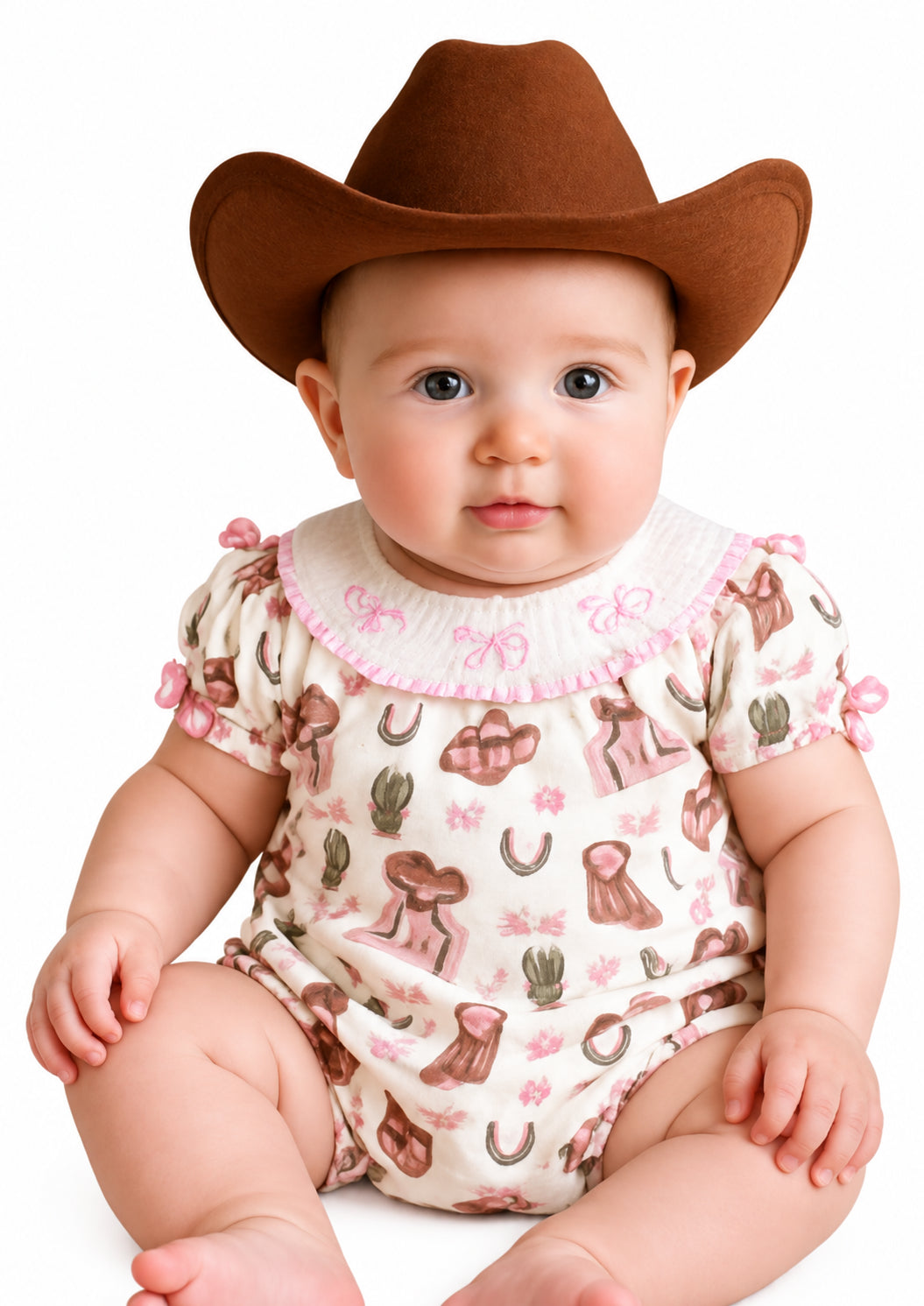 MontanaCo Infant Smocked Bow Western Onesie RPG56627