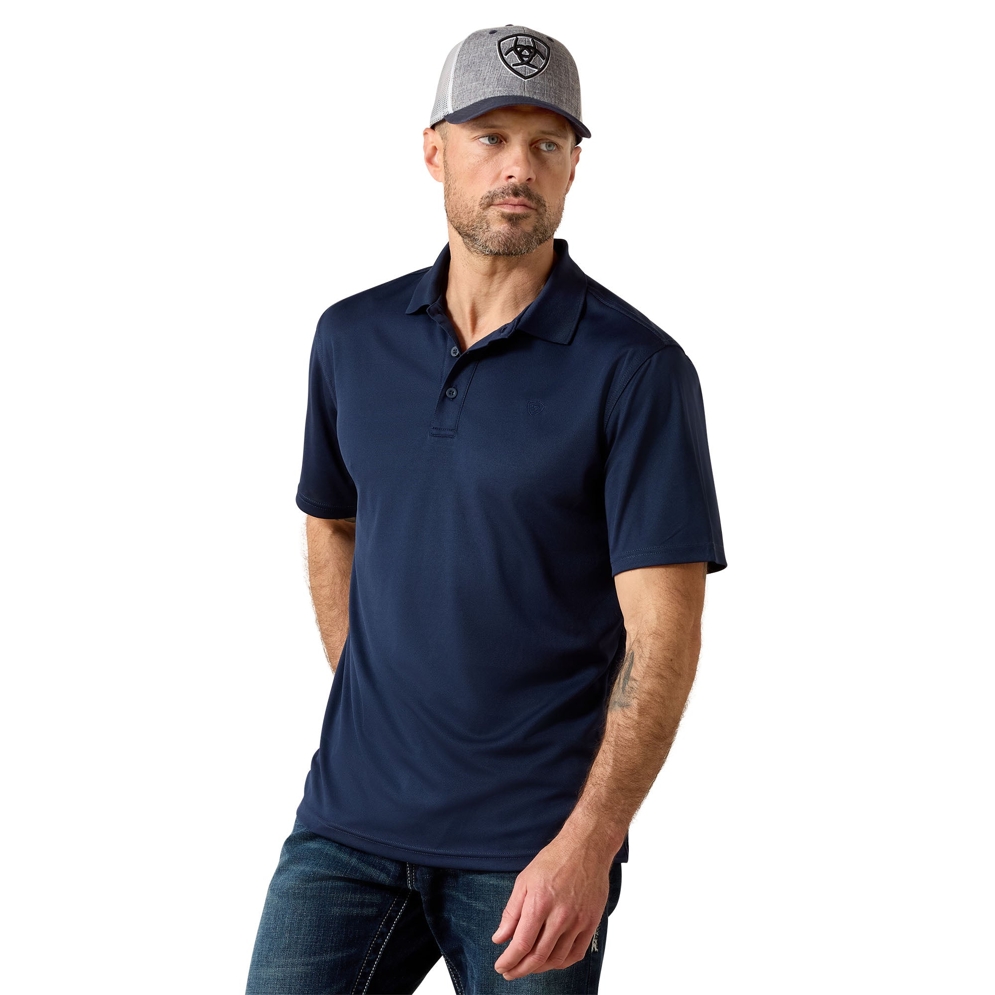 Ariat Navy Tek Men's Short Sleeve Polo Shirt 10009063