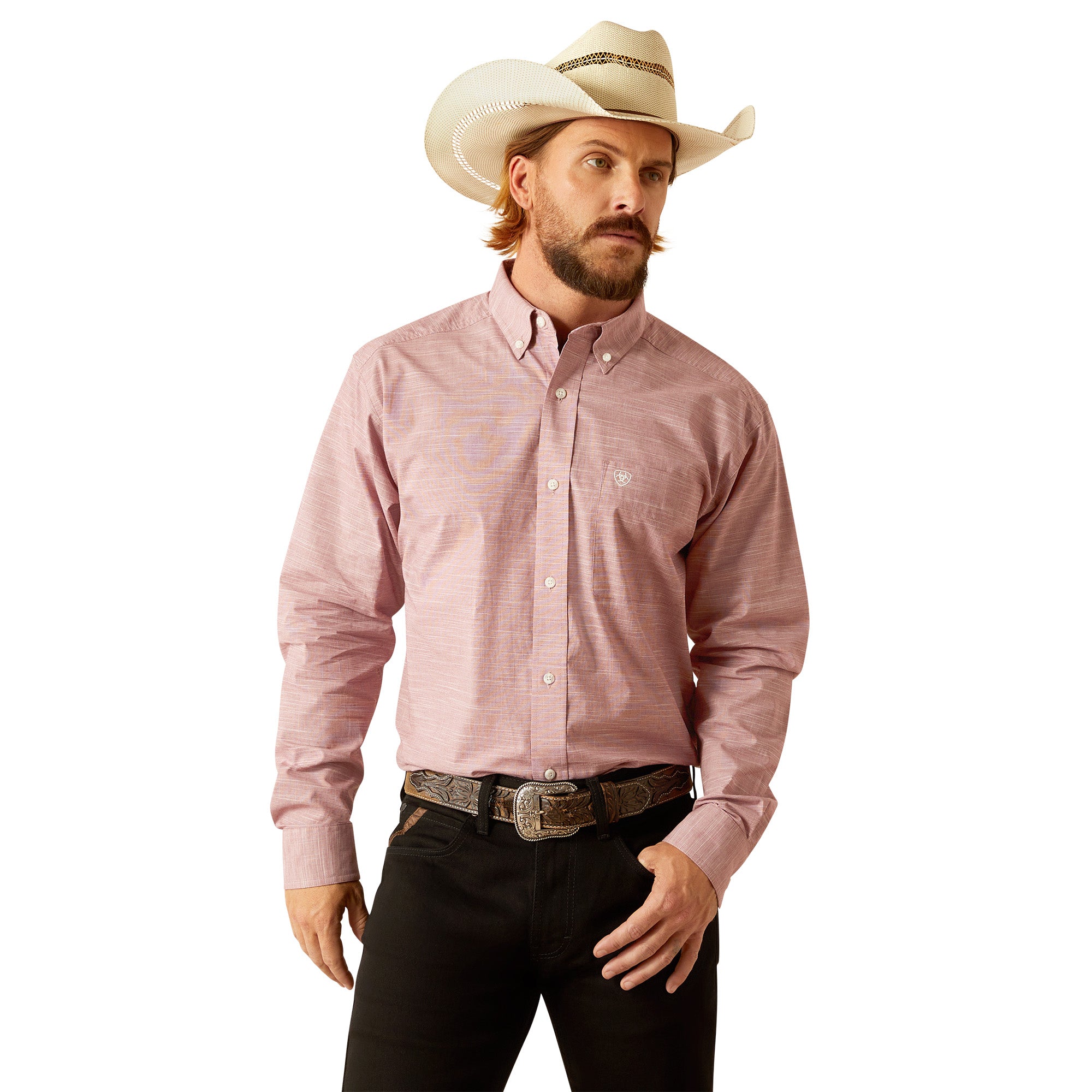 Ariat Brick Solid Slub Classic Fit Men's Collared Longsleeve Shirt 10055117