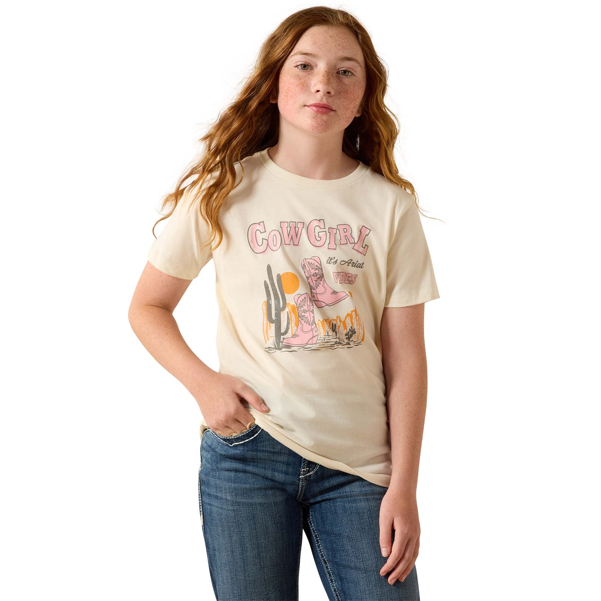 Ariat Natural Cowgirl Vibes Girls' Short Sleeve T-Shirt 10071704