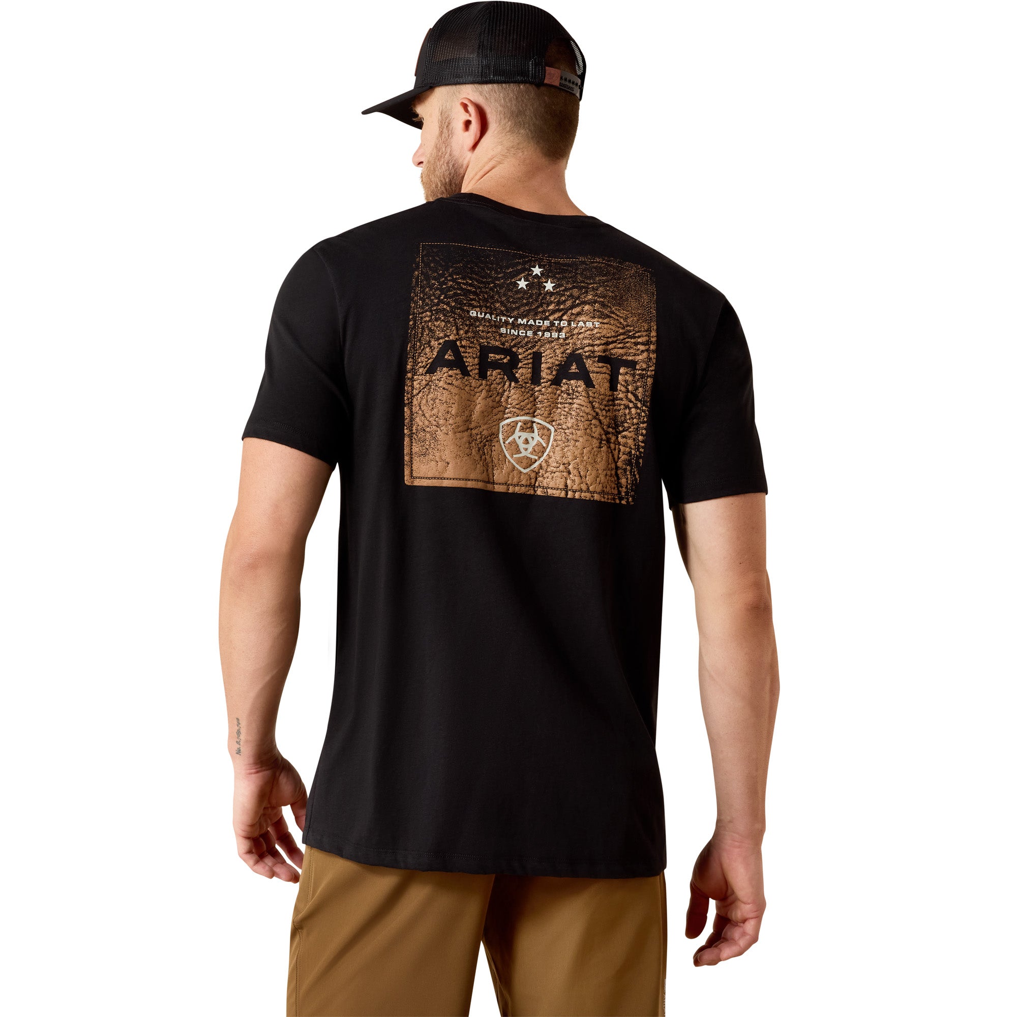Ariat Black Boot Leather Patch Classic Fit Men's T-Shirt 10071159
