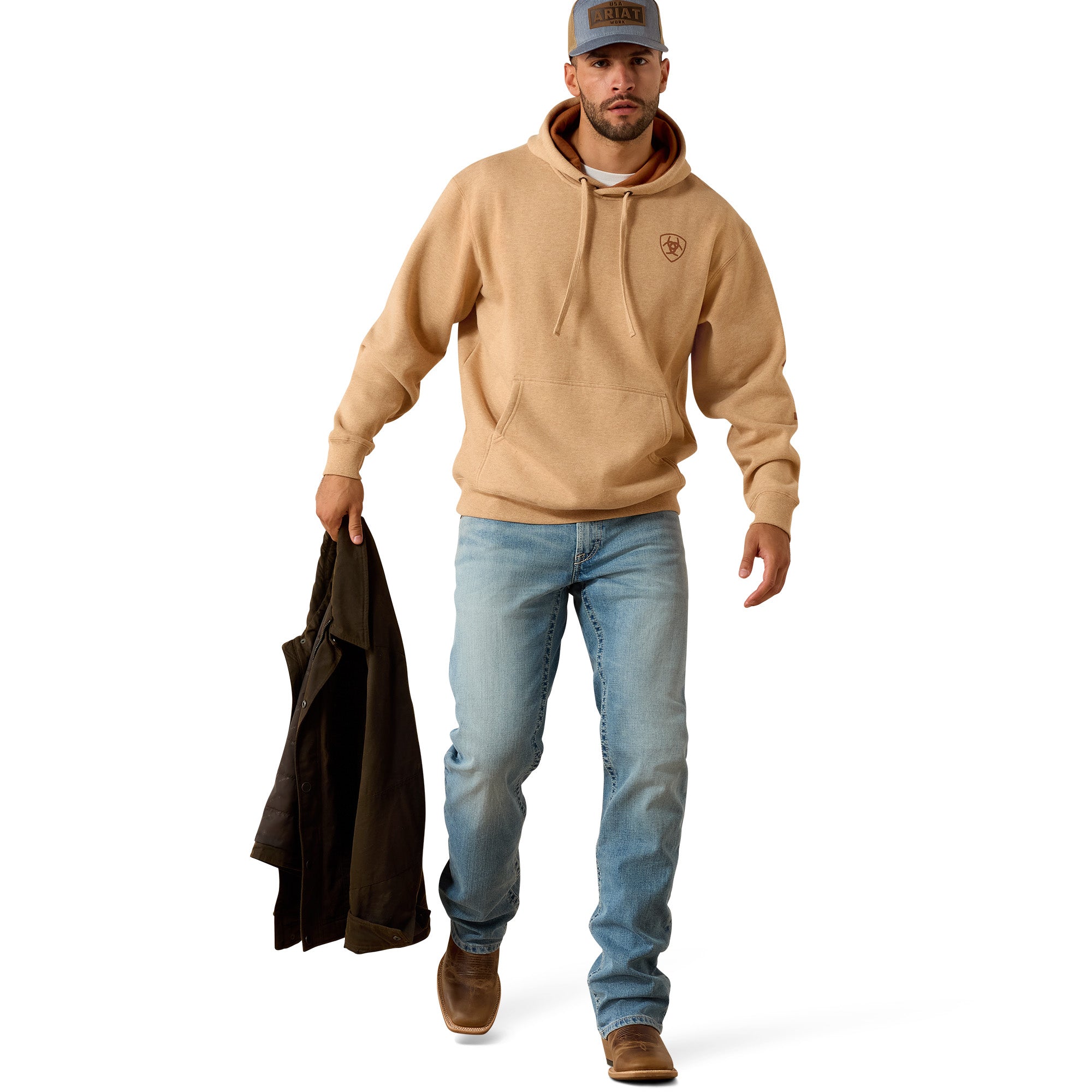 Ariat Tan Heather Men's Ariat Logo Hoodie 10071482