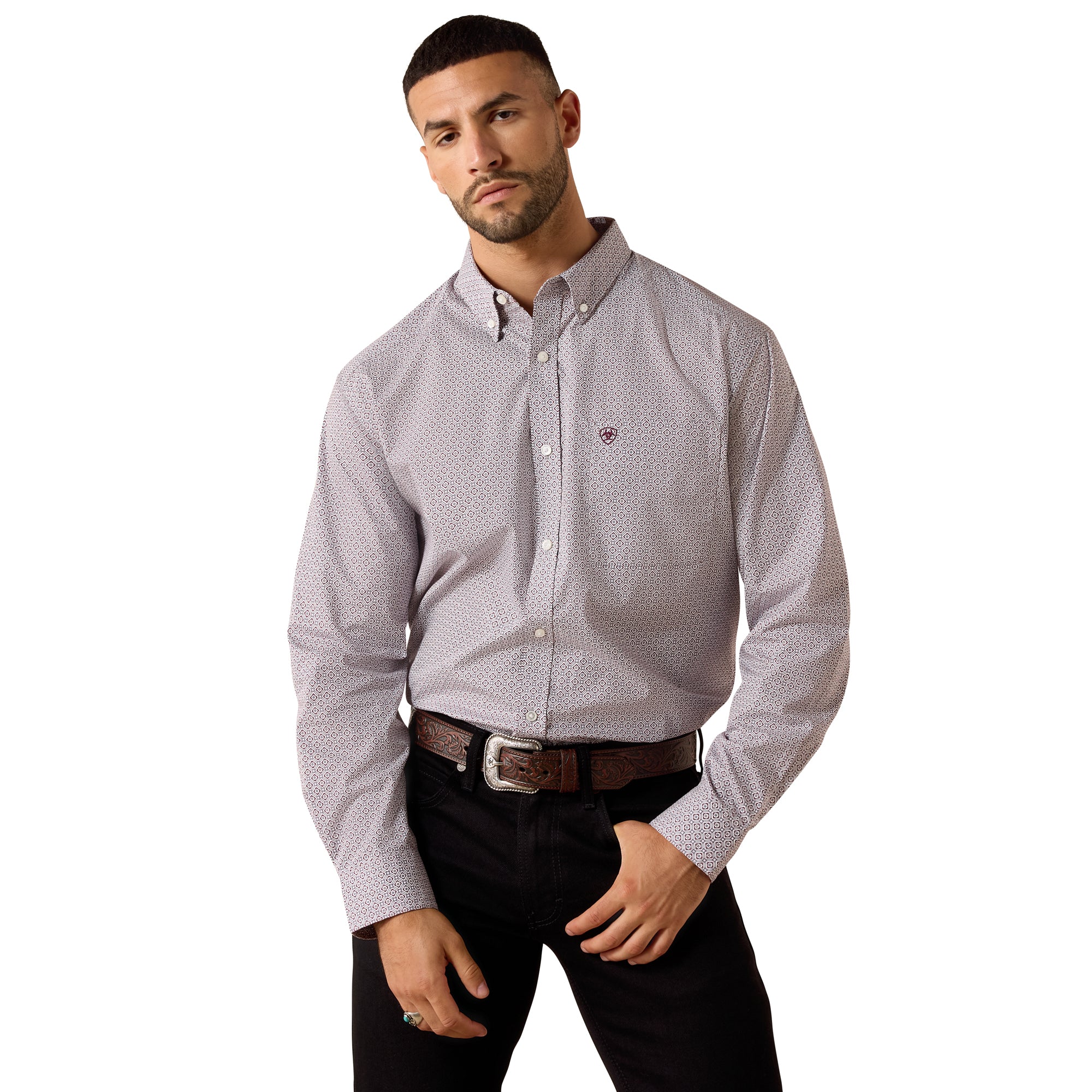 Ariat Excalibur Geo Print Men's Philly Classic Fit Collared Longsleeve Button Front Shirt 10071601