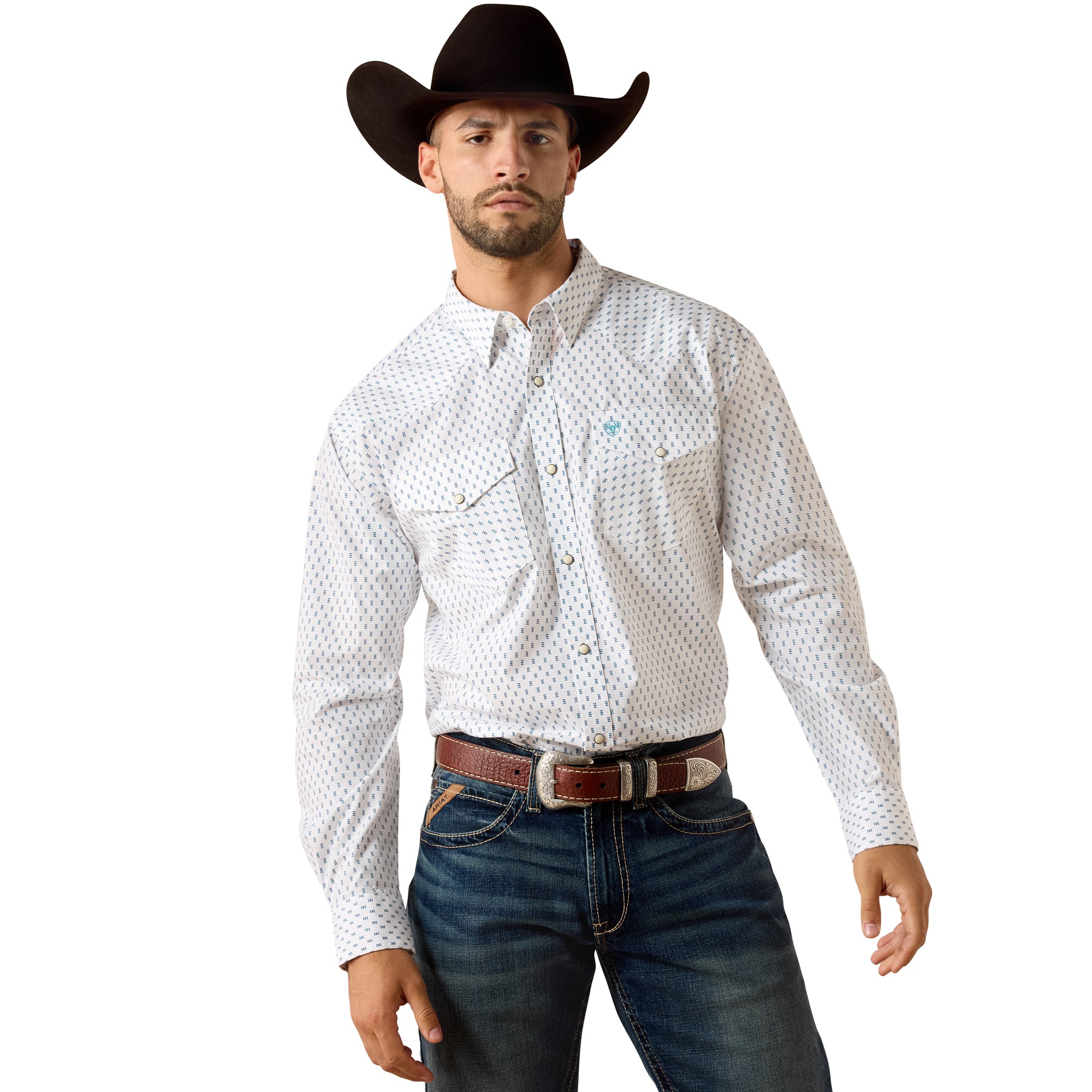 Ariat White Geo Print Terence Men's Classic Fit Snap Shirt 10071722