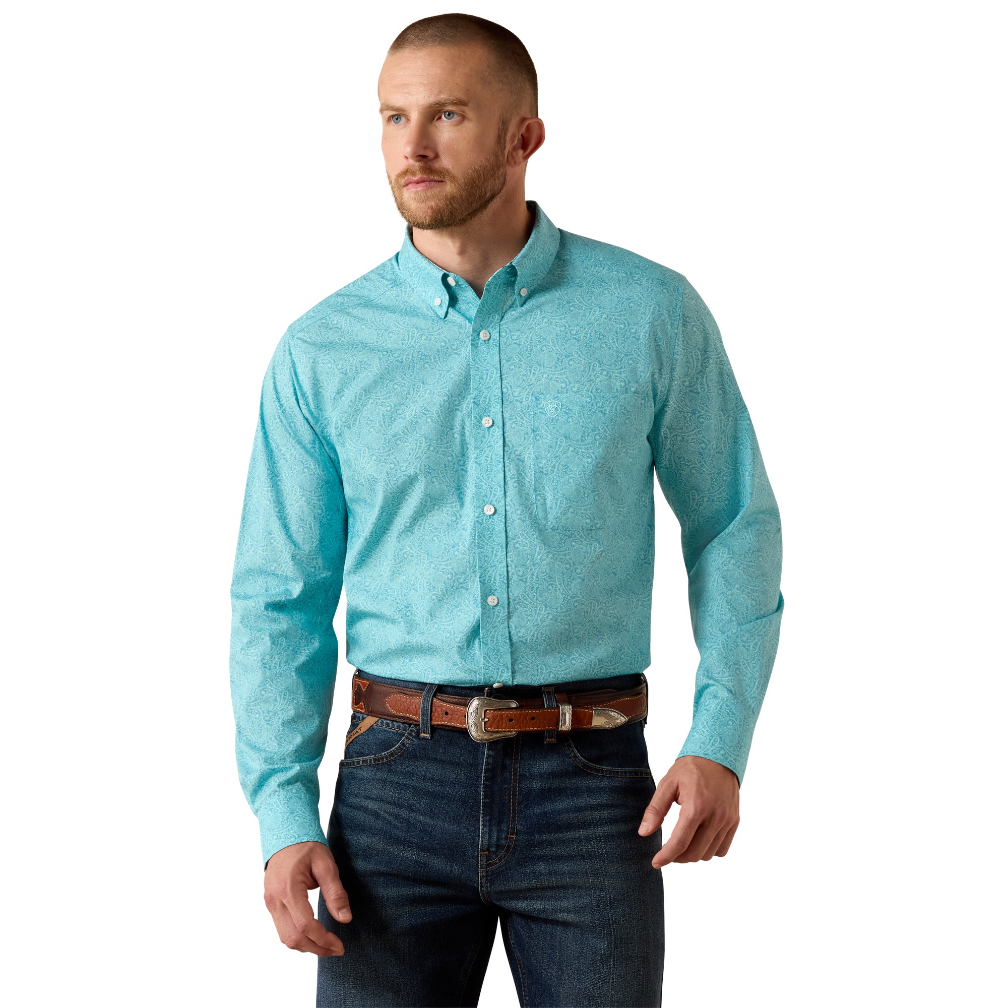Ariat Larkspur Paisley Print Men's Collared Longsleeve Wrinkle Free Cormac Fitted Shirt 10071743