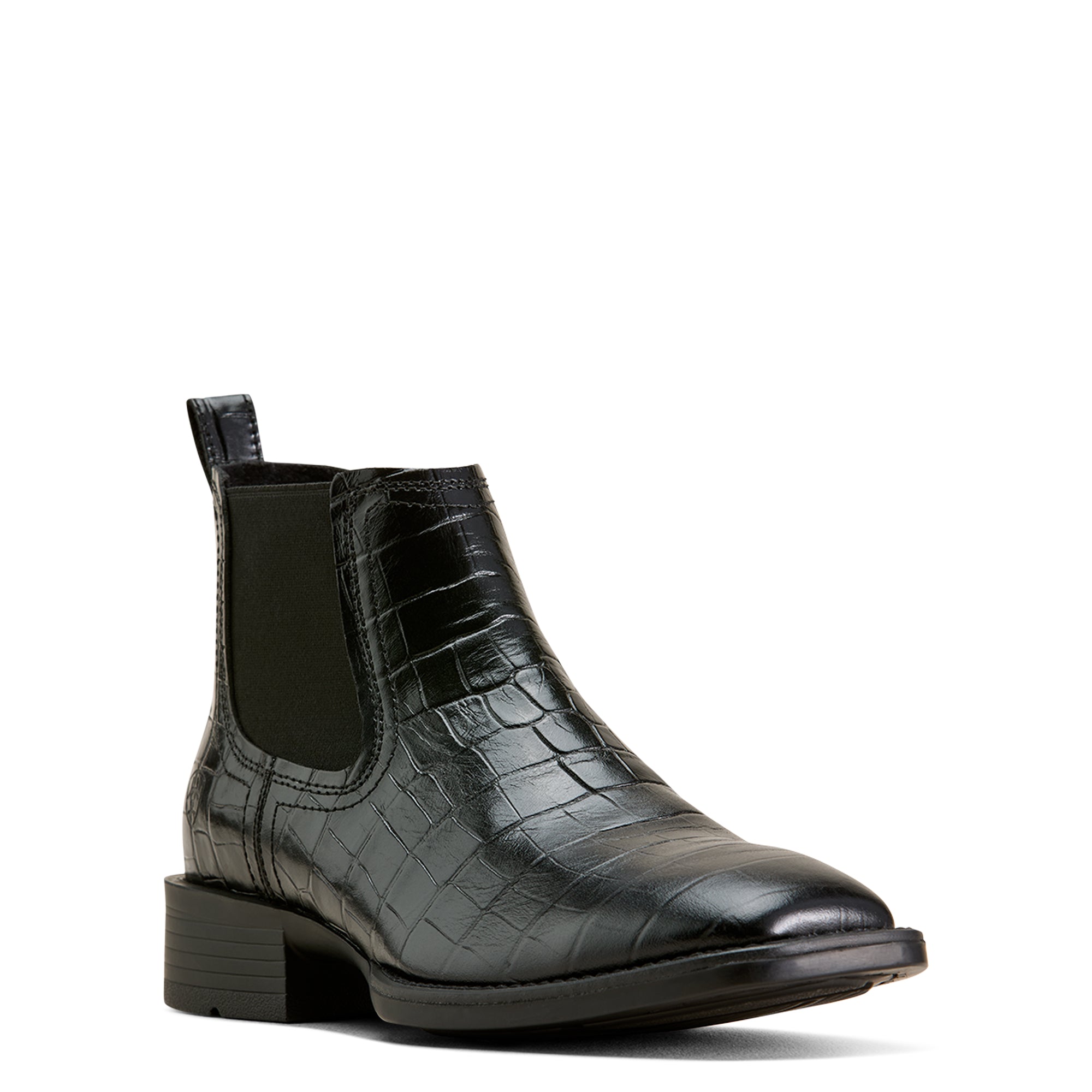 Ariat Black Croc Print Booker Chelsea Wide Square Toe Men's Western Boots 10074163