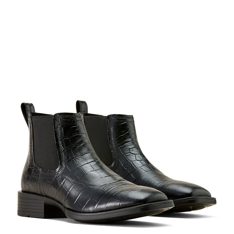 Ariat Black Croc Print Booker Chelsea Wide Square Toe Men display picture 2