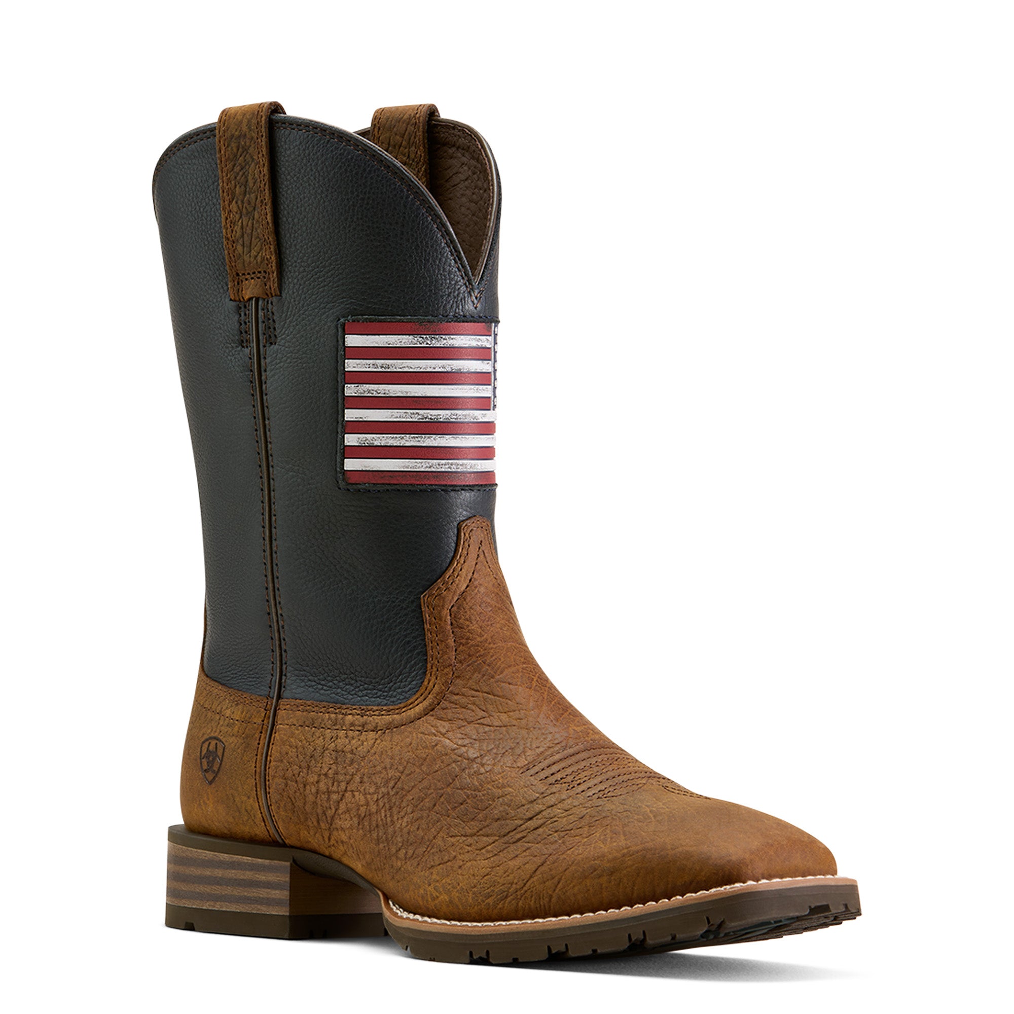 Ariat Earth/Nightfall Navy Hybrid Rancher Patriot Men's Wide Square Toe Cowboy Boots 10074205