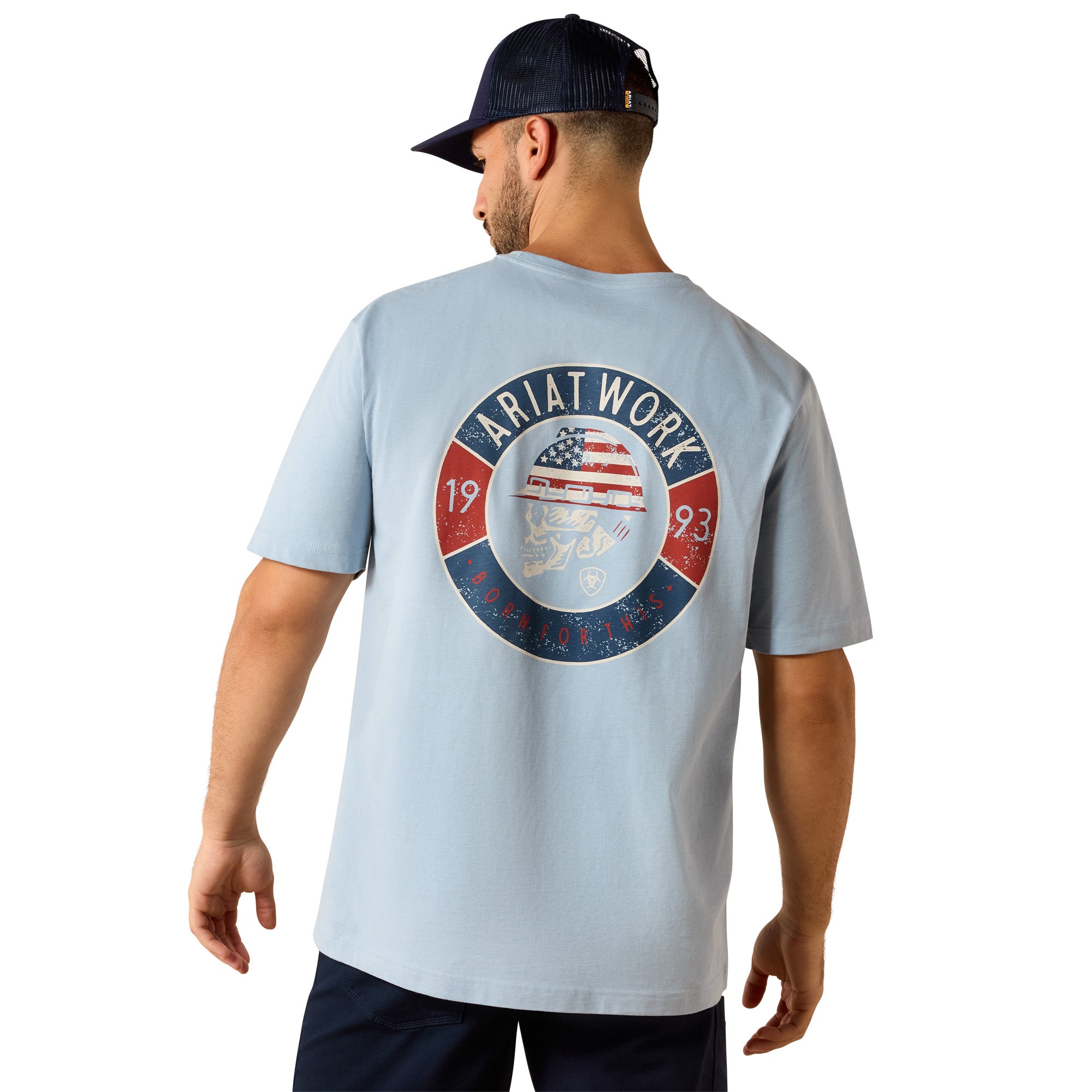 Ariat Dusty Blue Rebar Cotton Strong Skull Men's T-Shirt 10071364