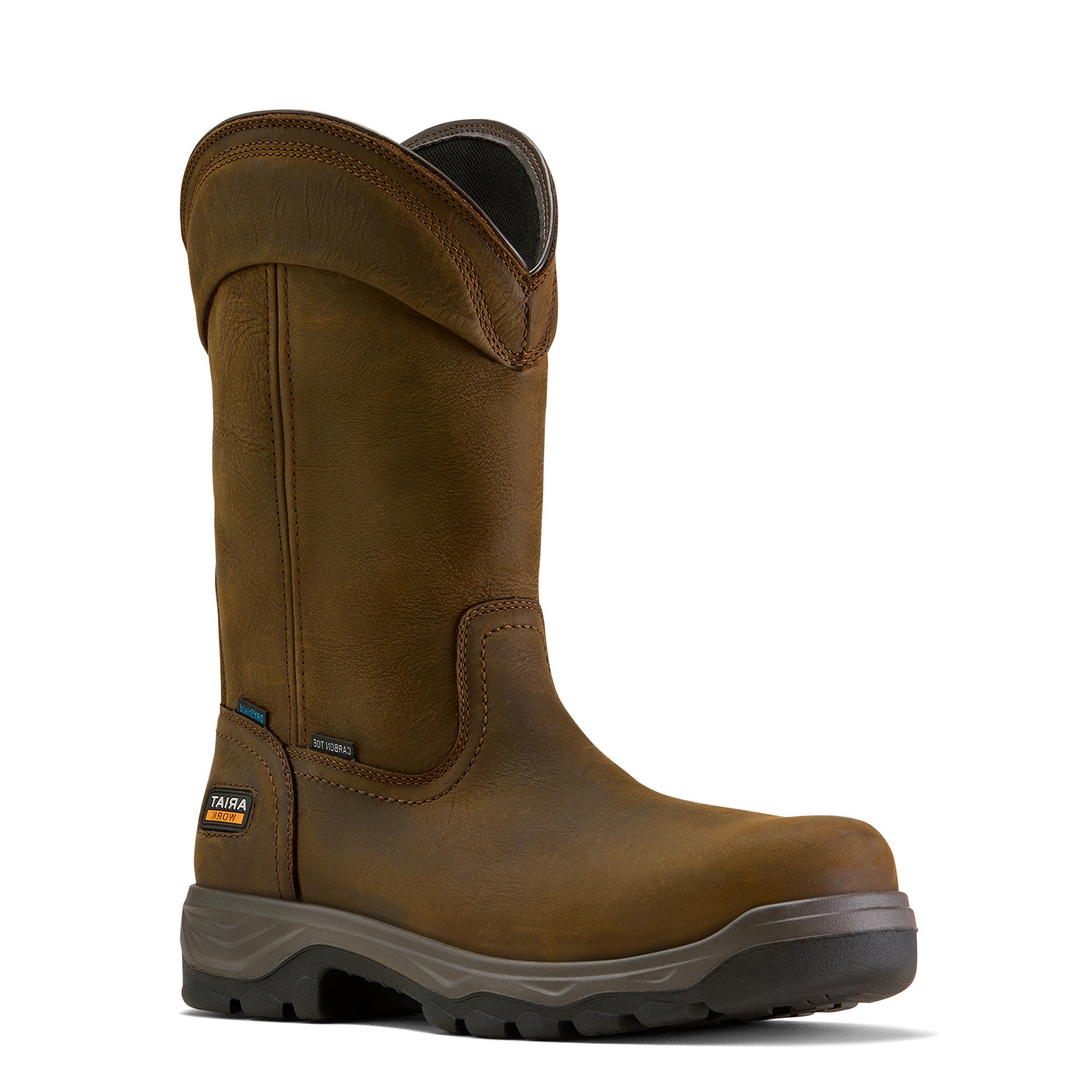 Ariat Dark Brown Men's Turbo Duratread Pull On Waterproof Carbon Toe Work Boots 10074292