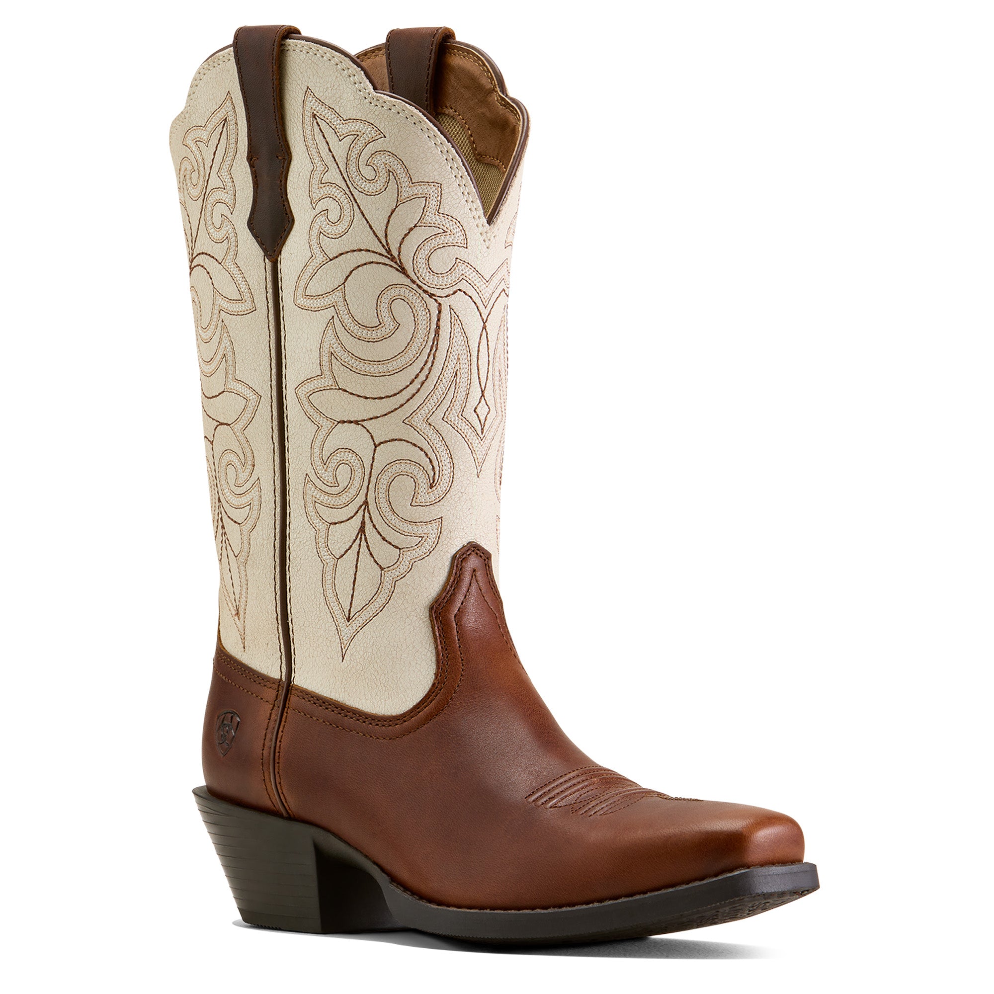 Ariat Vintage Caramel with Distressed Ivory Top Round Up Women's Square Toe Western Boots 10074370