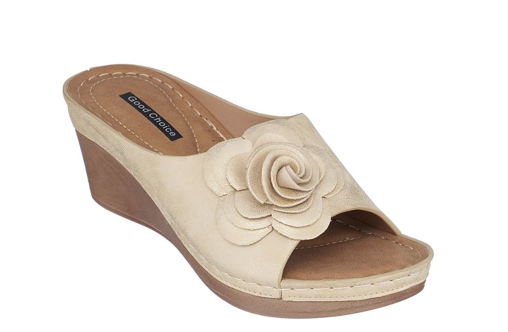 G.C. Shoes Gold Tokyo Open Toe Women's Wedge Sandals TOKYO-GOLD