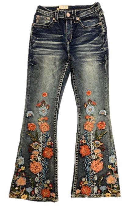 Western Blue Floral Leg Women's Bootcut Jeans W-239-PB