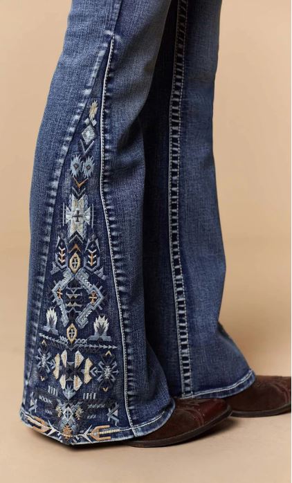 Western Blue Embellished Bootcut Women's Jeans W-240-PB
