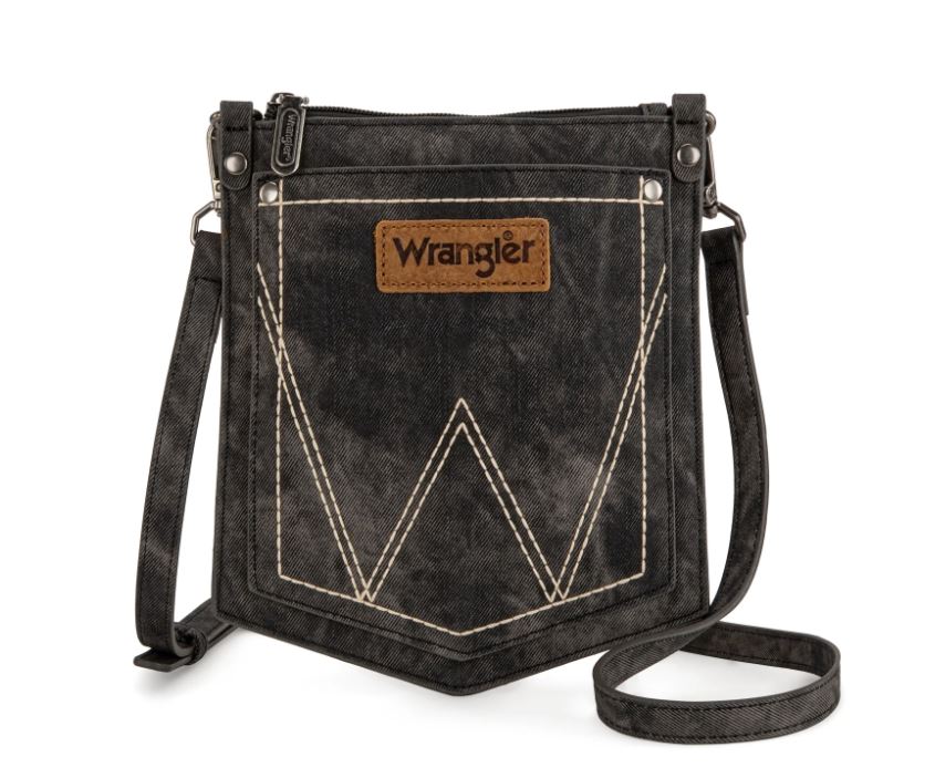 Wrangler Black 'W' Stitch Water Repellent Denim Pocket Crossbody WG219-183 BK