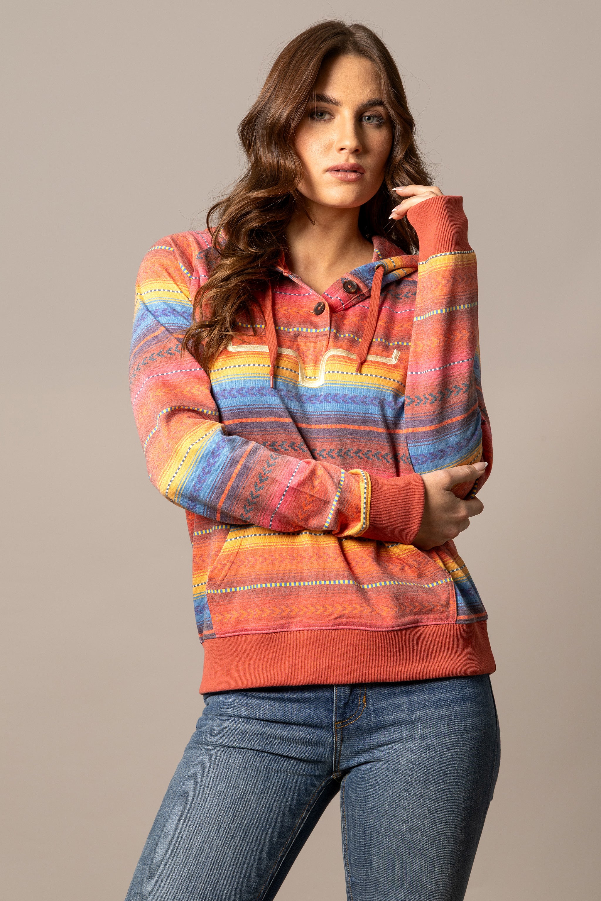 Kimes Ranch Red Kenzie Women's Serape Hoodie WHO0000045