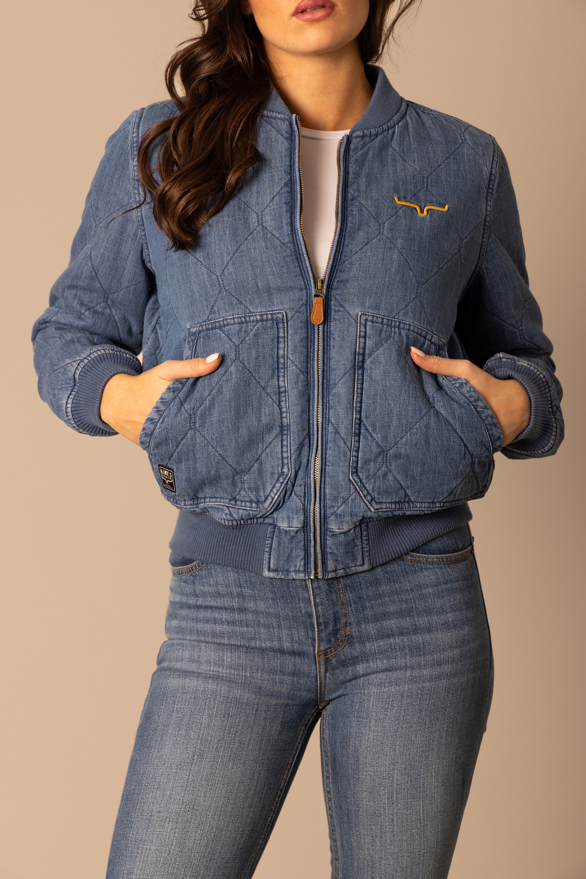 Kimes Ranch Light Indigo Denim Marino Women's Bomber Jacket WJA000007BL061