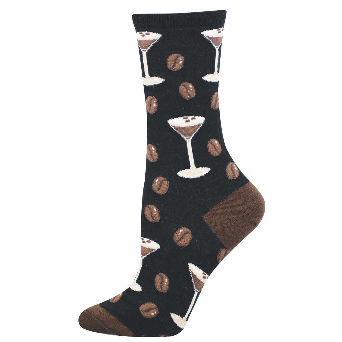 Socksmith Black Espresso Martini Women's Cotton Crew Socks WNC3649-BLK