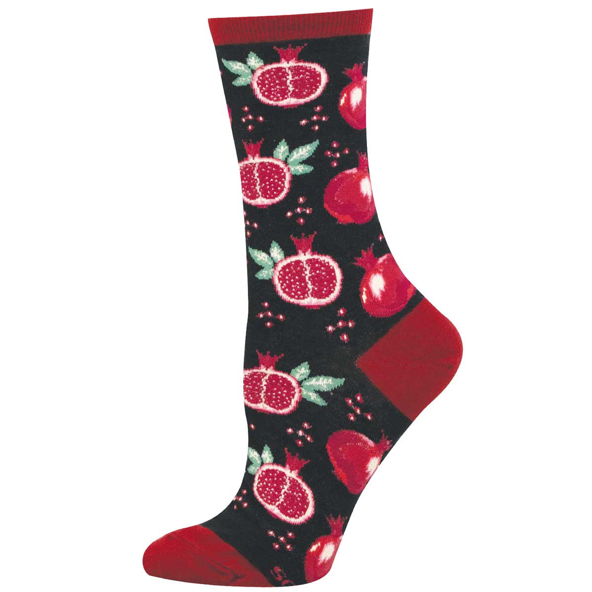 Socksmith Black Pomegranate Pop Women's Cotton Crew Socks WNC3883-BLK