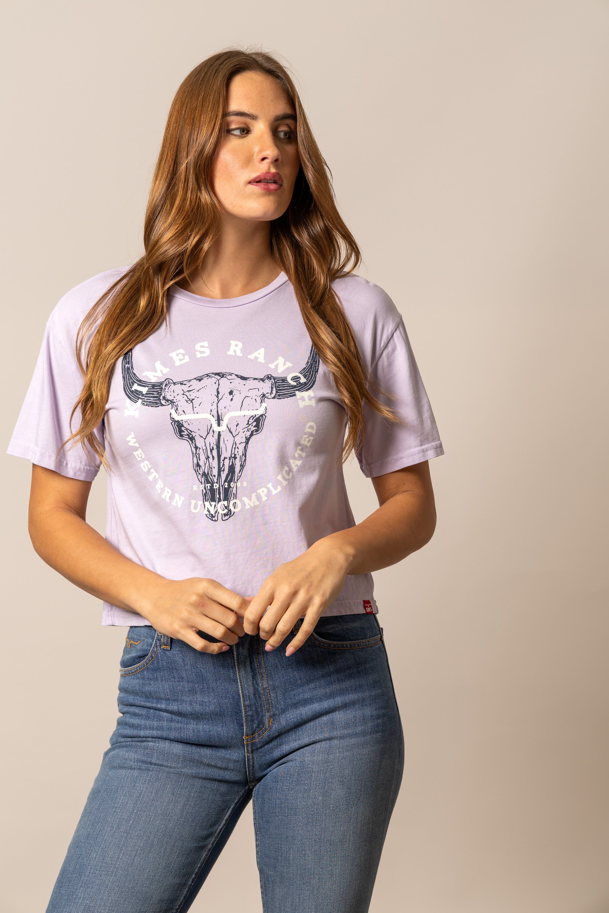 Kimes Ranch Lavender Bison Skull Women's T-Shirt WSH0000073-LAV